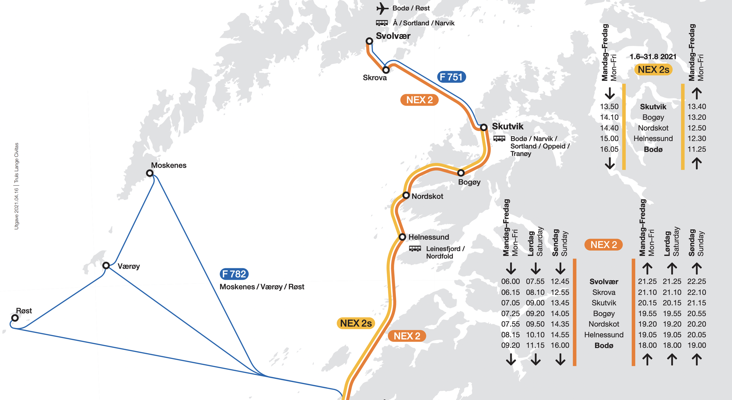 Her er sommerrutene for Nordlandsekspressen 2022!