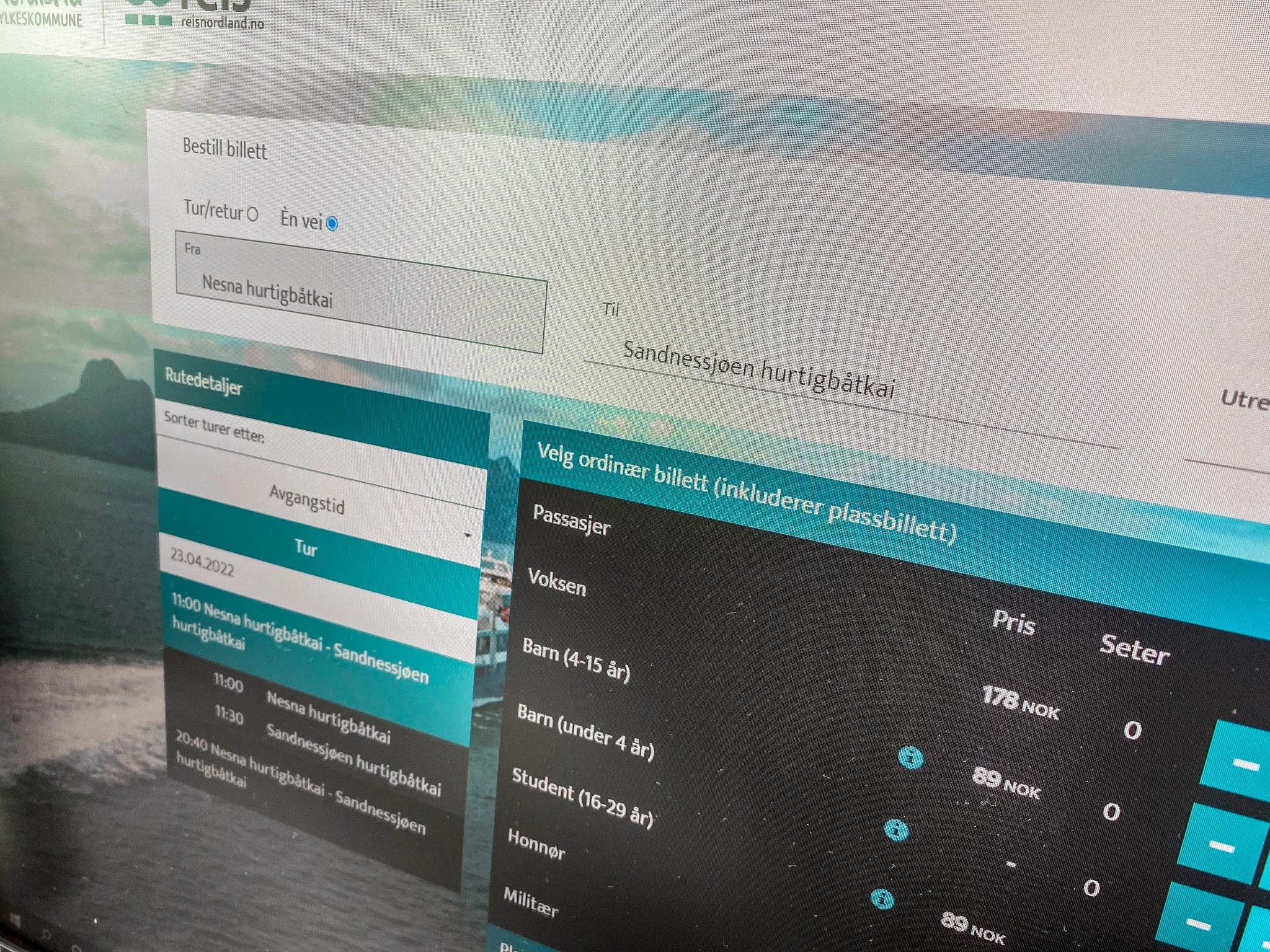 Tekniske problemer på kjøp av hurtigbåtbilletter