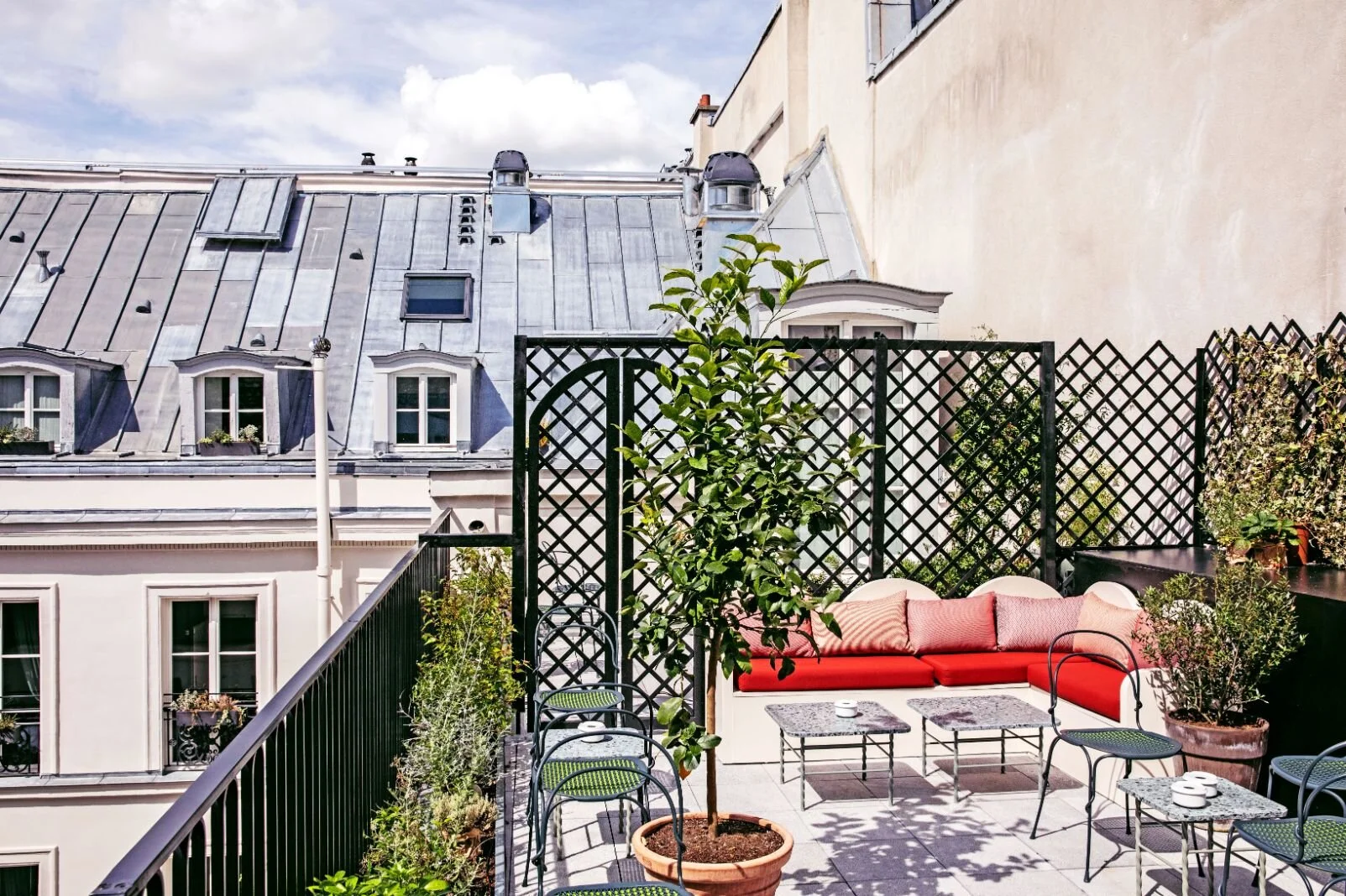 Take in views on the rooftop at Hôtel des Grands Boulevards in the center of Paris.