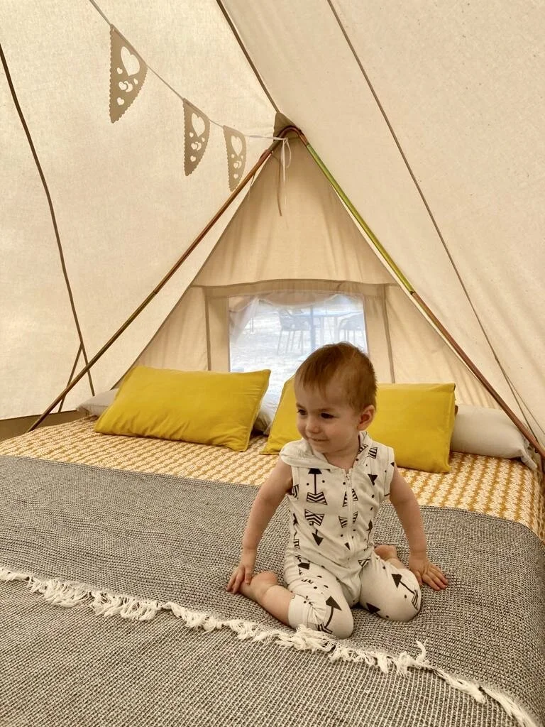 Family glamping at Casas Benali in Valencia, Spain