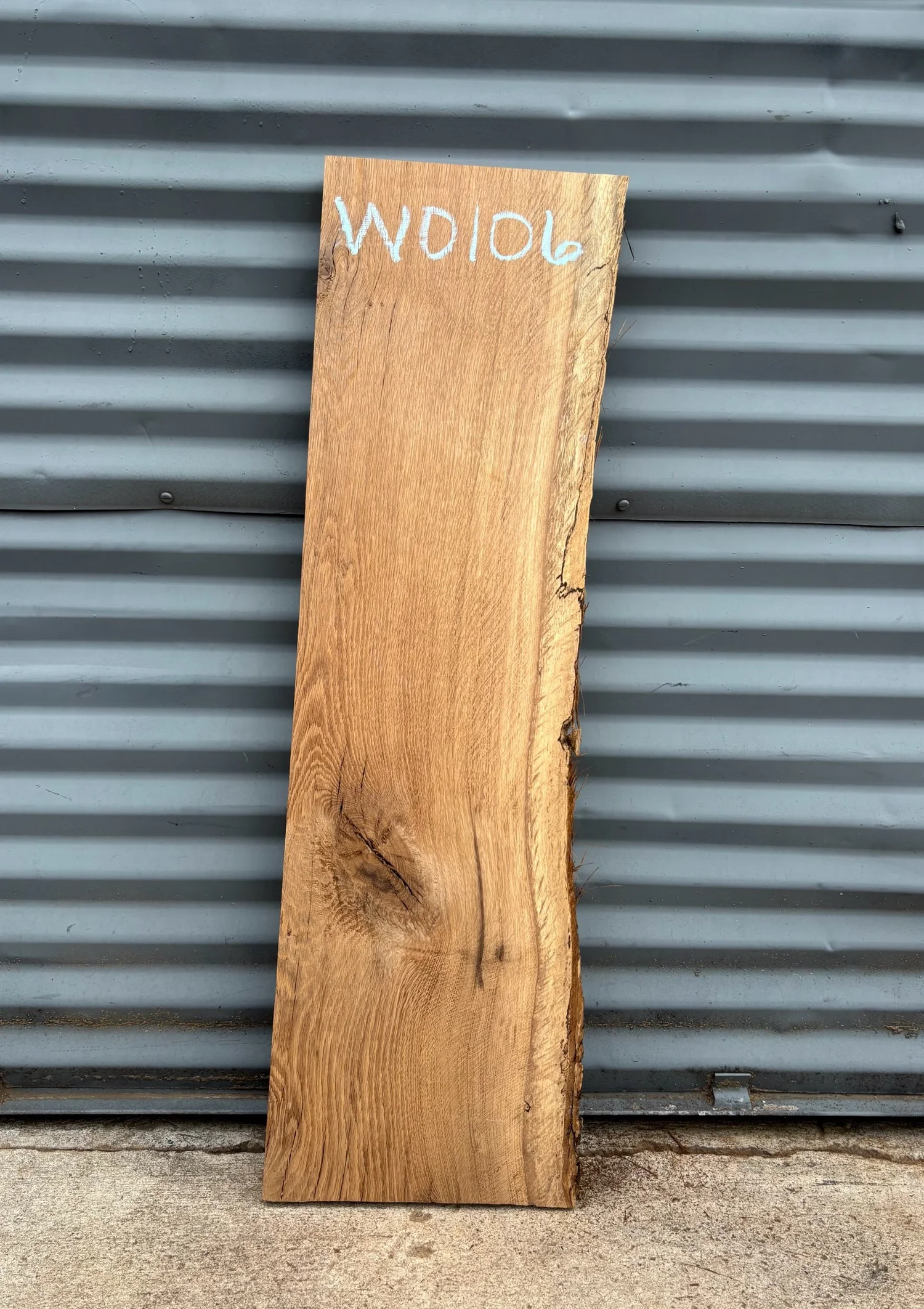 38” long x 10.25”- 11” wide x 1 5/8” thick White Oak Live Edge