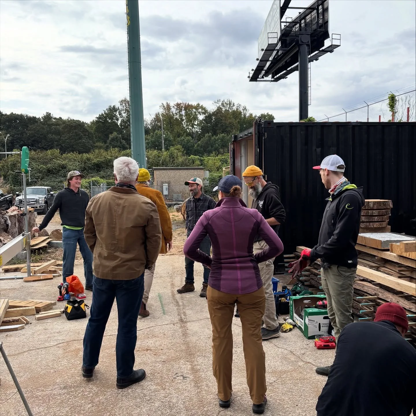 This morning we hired a fun group from the @reynoldstownrangers ! One of our community based Board Members @running_naturalist lead the group to build 4 bus stop benches for Marta stops around Reynoldstown that don&rsquo;t have a spot to sit. Thank y