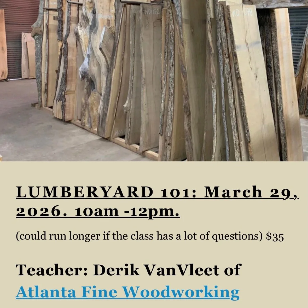Bring a notebook and your questions, and we&rsquo;ll bring the coffee and knowledge 🪵☕️
&bull;
&bull;
&bull;
#wood #woodworking #classes #atlantalumberyard