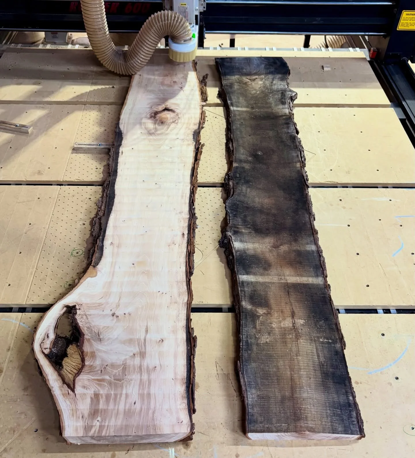 What a difference a little CNC action makes!
&bull;
&bull;
&bull;
#pecanslabs #cncsurfacing #woodwork #woodisgood #liveedge