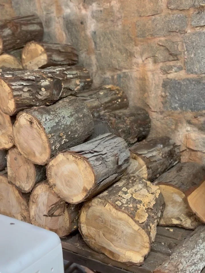 We went deep in firewood preparation this weekend. 🔥🪵 Deep stacks of White Oak thick branches will head into the next kiln load, and we&rsquo;ve got two healthy stacks of seasoning wood outside. The last shot is what is ready to go, one kiln dried 