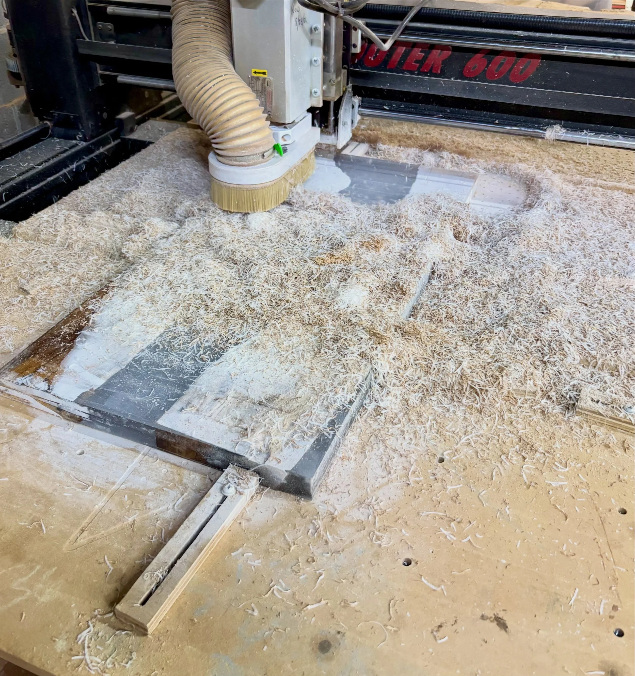 Every scary story starts with &ldquo;I just turned around for 2 seconds&rdquo; 😆 There&rsquo;s a reason I up charge CNC service when epoxy is involved. It is incredibly messy, especially if I walk away for 2 seconds and it clogs, and creates SO much