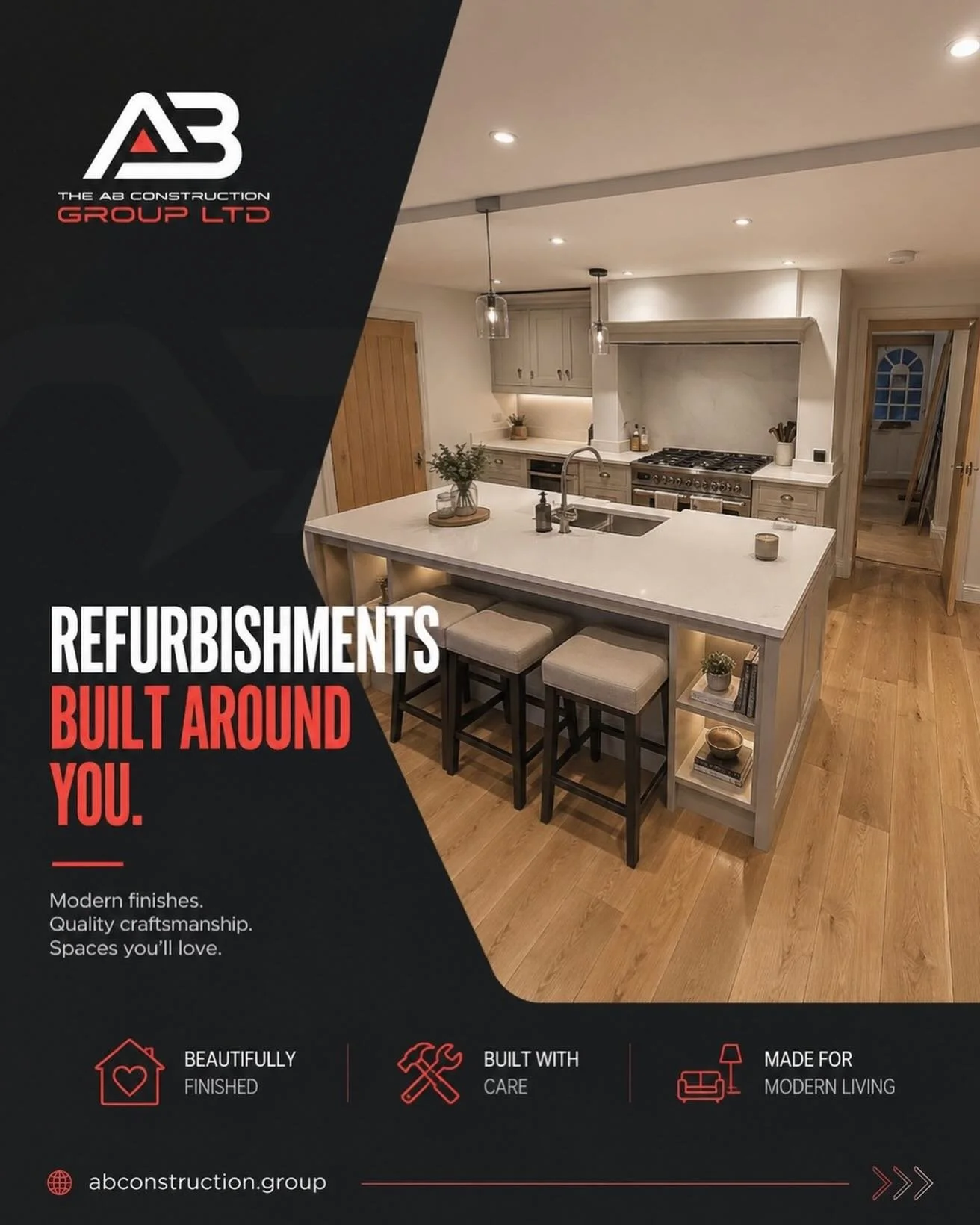 Transform your space with refurbishments built around you.
🏗️
Our member @ab_construction_group combines modern design with quality craftsmanship to create spaces that not only look incredible but work perfectly for your lifestyle. From concept to c