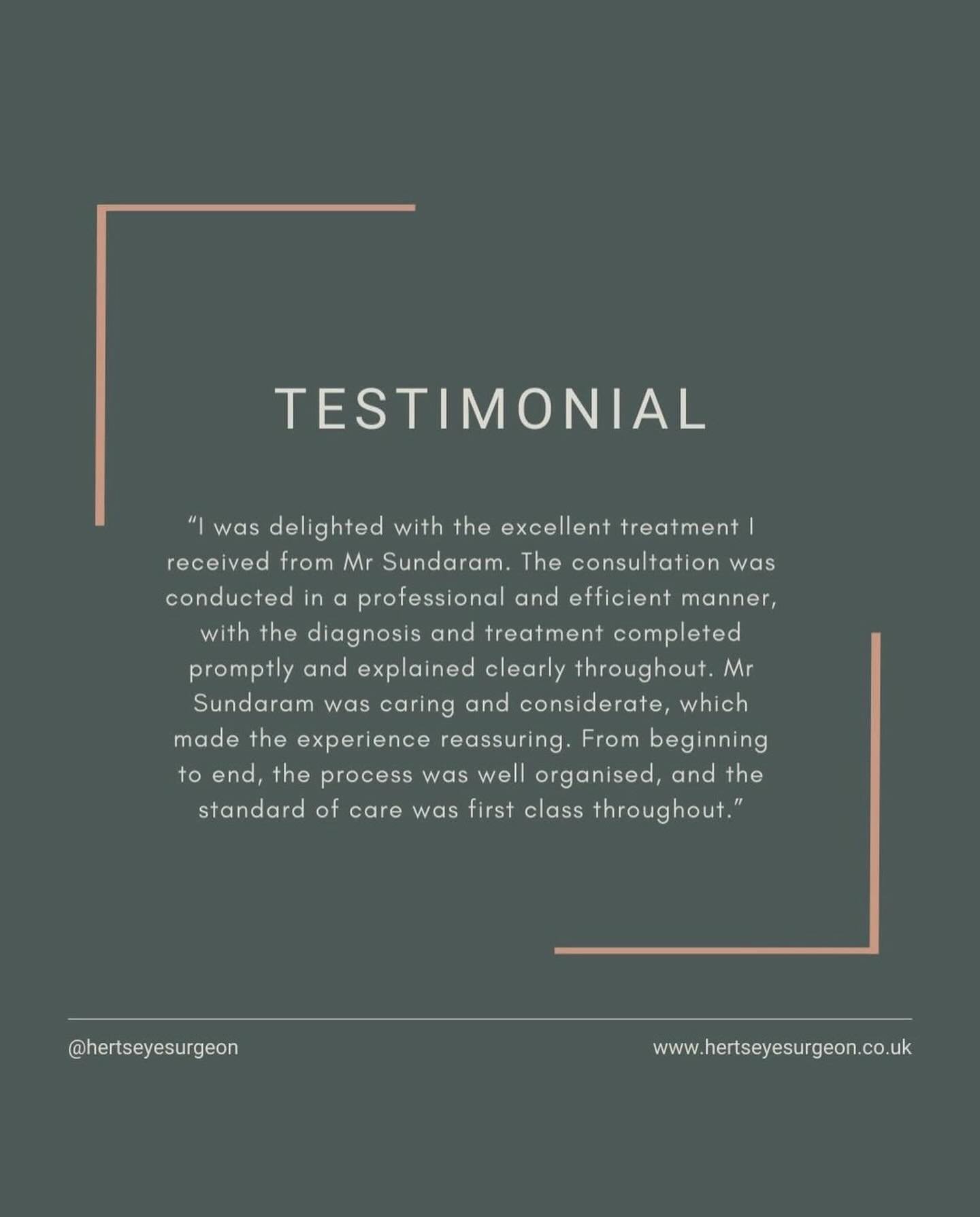 A wonderful testimonial for our member @hertseyesurgeon. 
👏
Venki Sundaram&nbsp;is a Consultant Ophthalmologist (eye surgeon) and strongly believes in providing the highest level of eye care for his patients.
👀
As a specialist in cataract surgery, 
