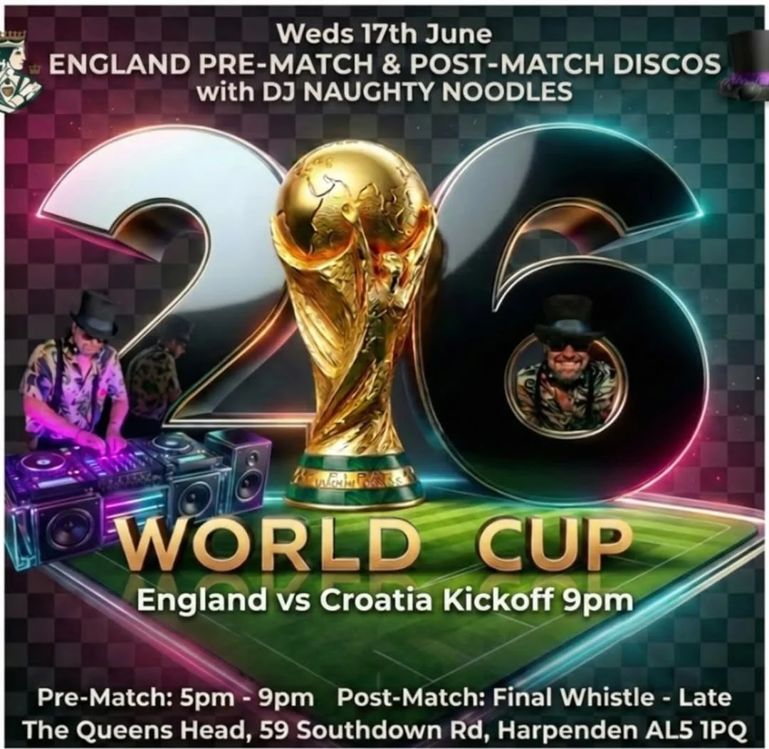 ⚽️ England vs Croatia ⚽️

Watch the match with our member @thequeensheadharpenden as England take on Croatia.
🇭🇷 
Join @thequeensheadharpenden from 5pm for their pre-game party with DJ Naughty Noodles, building the atmosphere right up until kick-of