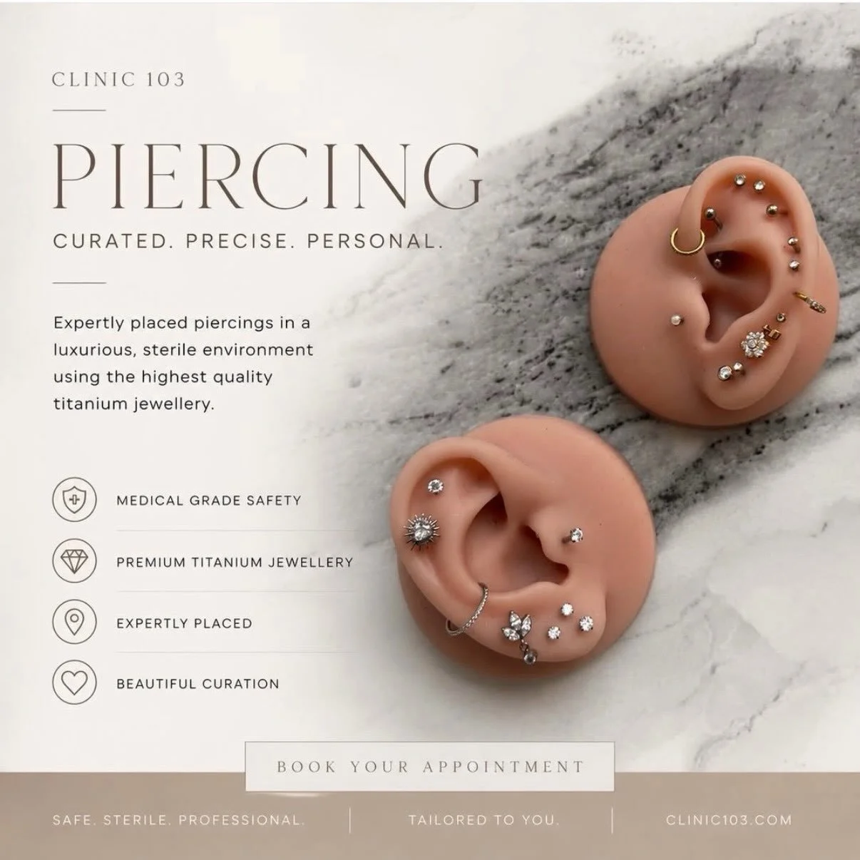 Did you know our member @clinic103harpenden has a team of highly experienced piercers
👂
From curated ear styling to classic piercings, @clinic103harpenden pride ourselves on safe, sterile, expertly placed piercings using premium jewellery in a calm 