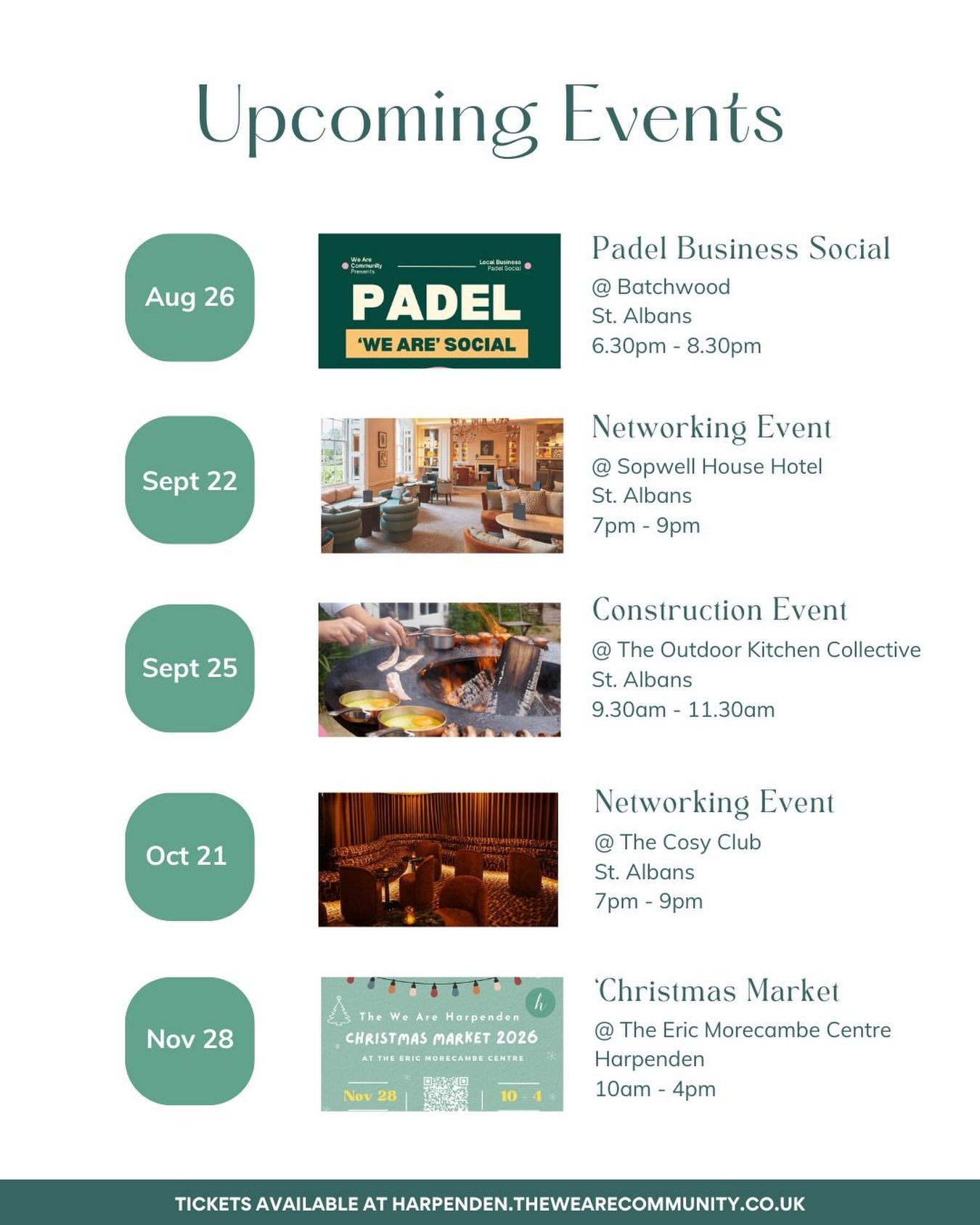 ✨ You&rsquo;re invited ✨

Whether you&rsquo;re a business owner, freelancer, creative, entrepreneur or simply looking to connect with like-minded people, we&rsquo;d love to welcome you to one of our upcoming We Are Community events.
🤝
Our networking