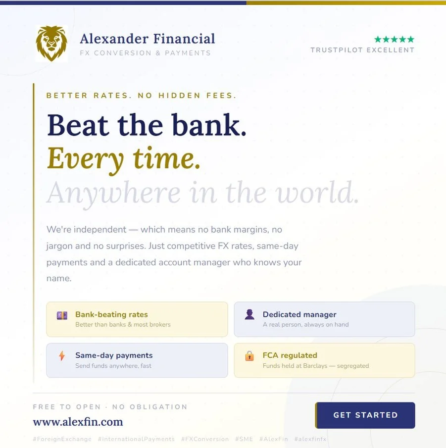 Bank Beating Rates, Same Day payments. Use our member @alexfinfx for your next FX Conversion.
💥
@alexfinfx&nbsp;provides a seamless, all-in-one platform for foreign exchange and global payments, helping both individuals and SMEs manage money across 