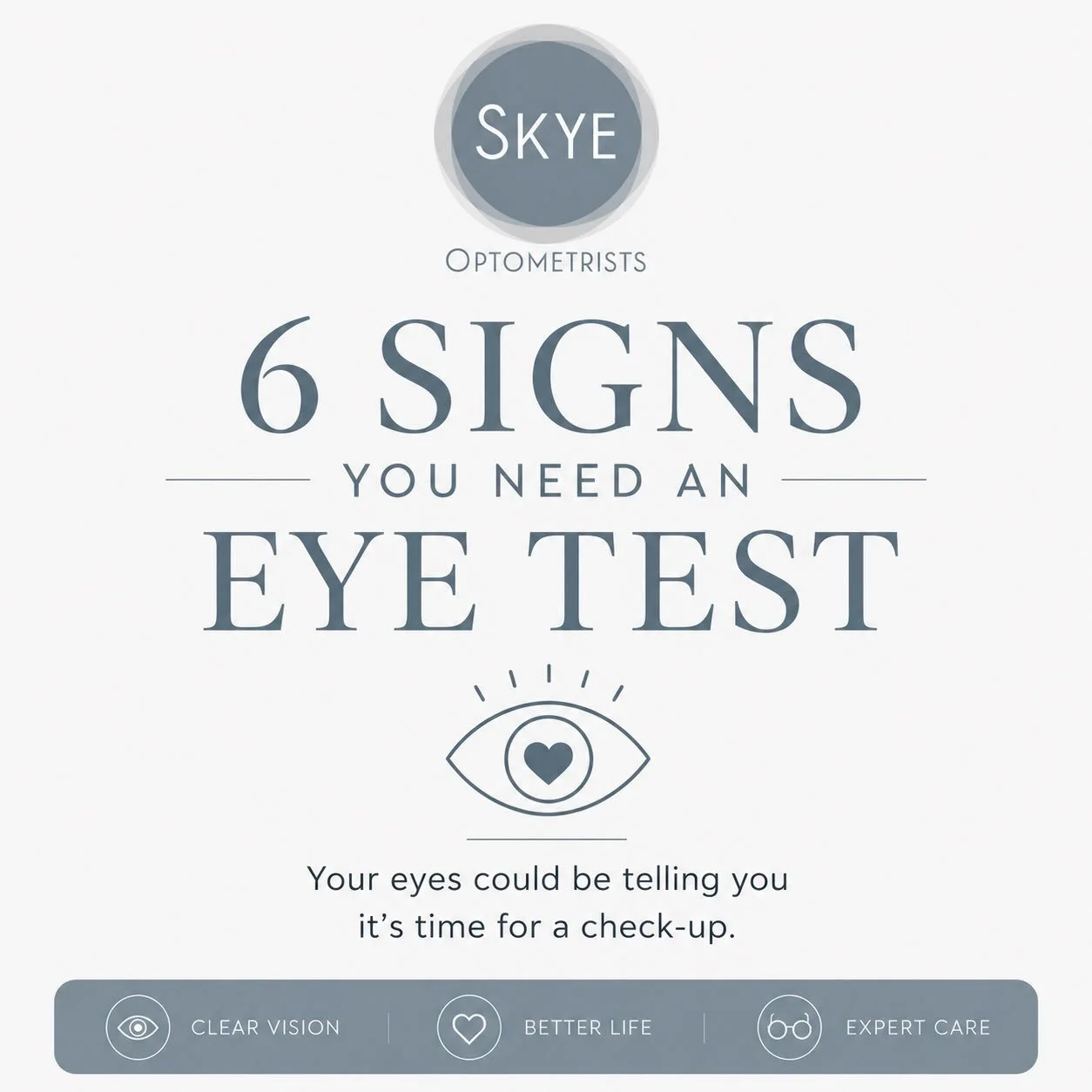 👁️ Are your eyes trying to tell you something? 👁️

Book your eye test with our member @skyeoptometrists today. 
👓
Blurred vision? Frequent headaches? Eye strain? Finding it harder to see at night? Squinting more than usual? Or simply noticing a ch