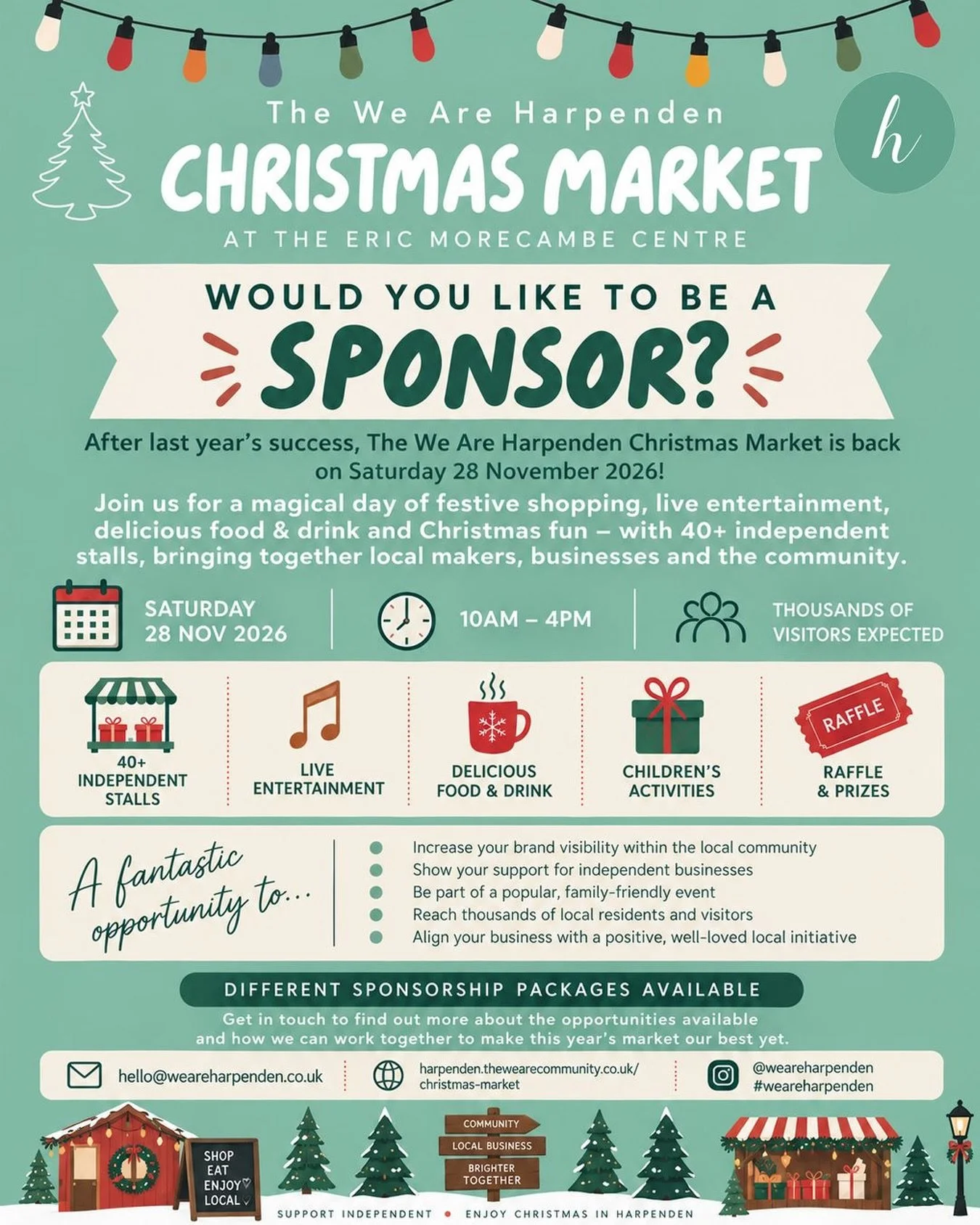 🎄Would you like to sponsor We Are Harpenden&rsquo;s Christmas Market?🎄

Following the incredible success of last year&rsquo;s event, The We Are Harpenden Christmas Market is back for 2026 - and we couldn&rsquo;t be more excited! 
✨
Taking place @th