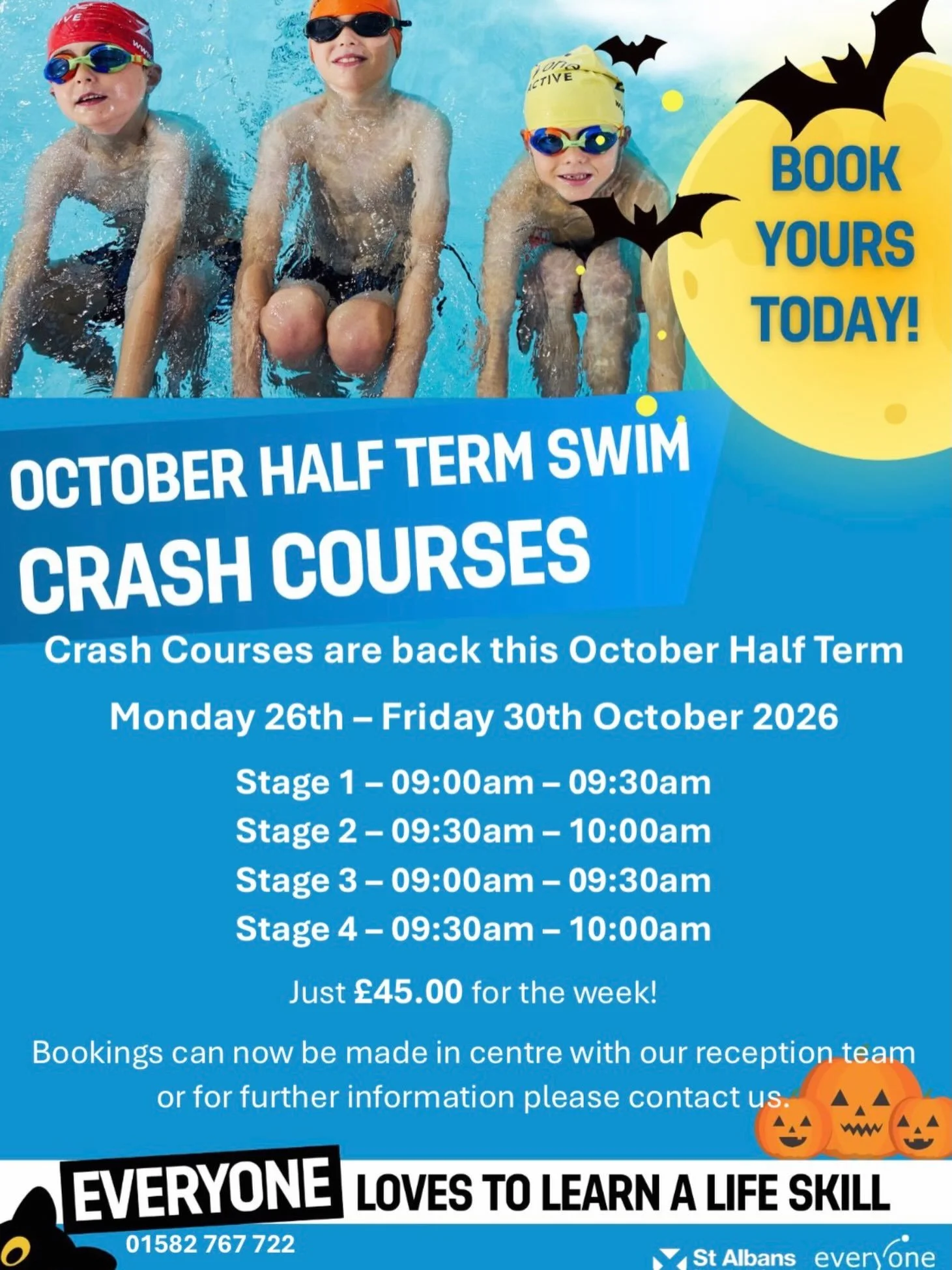 🏊&zwj;♀️ October Half Term Swimming Intensive 🏊&zwj;♀️ 
 Our member @everyoneactive_harpenden is holding intensive holiday swimming courses. A fantastic opportunity for children to make rapid progress in a short, focused burst of lessons. 
🌊 
Deli
