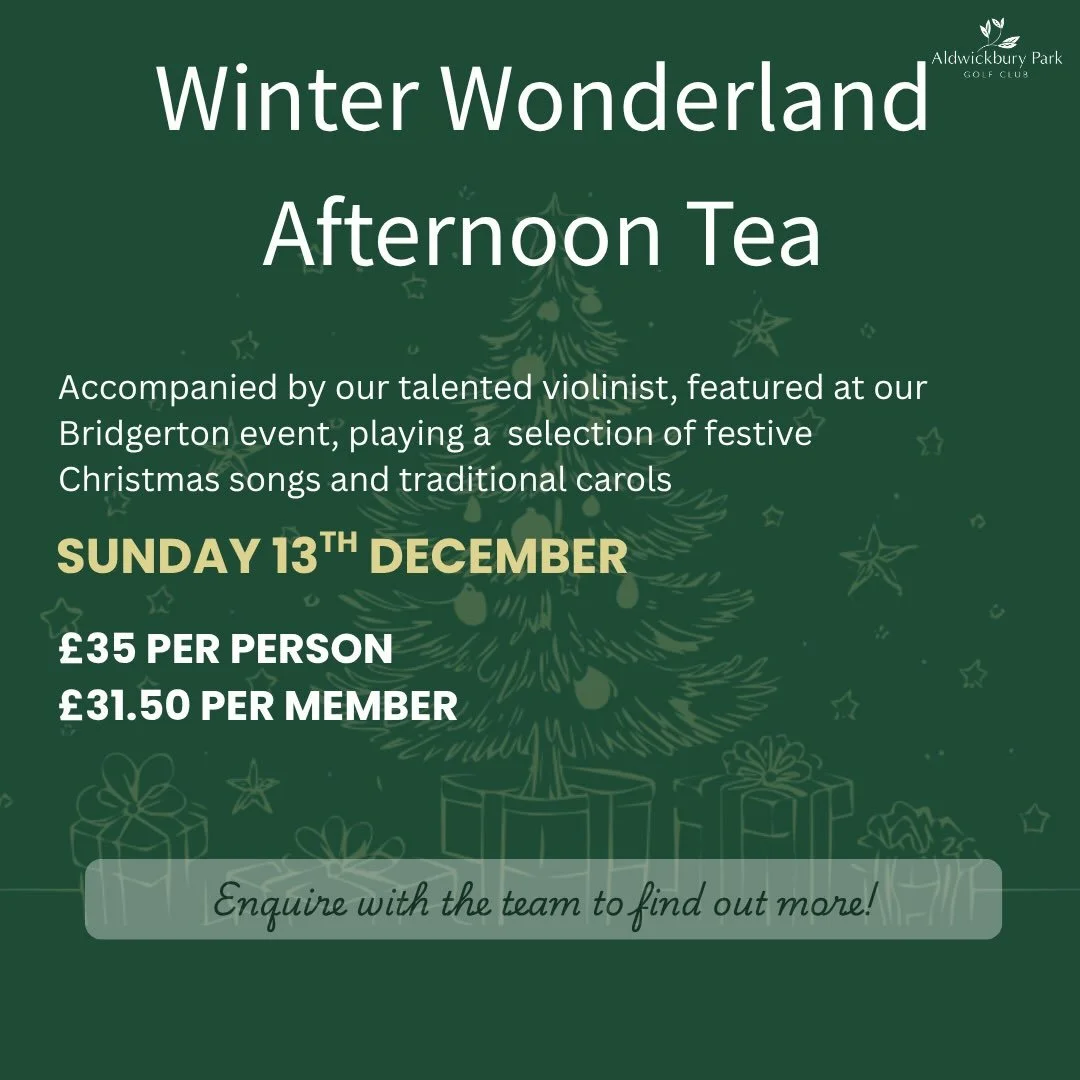 Join our member @aldwickburypark for their Winter Wonderland Afternoon Tea 
❄️  Contact the team to book
📞  01582 760112  📧 
info@aldwickburyparkgolfclub.co.uk
✨
For more information on our member&nbsp;@aldwickburypark please visit our directory (l