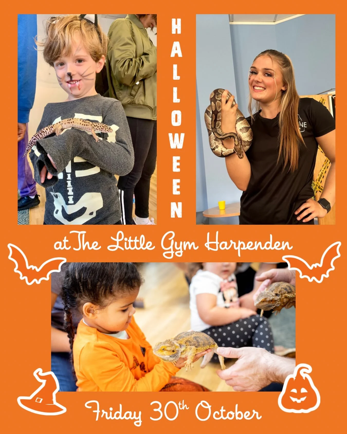 THE LITTLE GYM HALLOWEEN PARTY 
👻 Friday 30th October 1:00-4:00pm A Spooktacular event for Members and Non Members so don&rsquo;t forget to invite your friends!
🎃 The party at our member @thelittlegymharpenden will include animal handling, a fantas