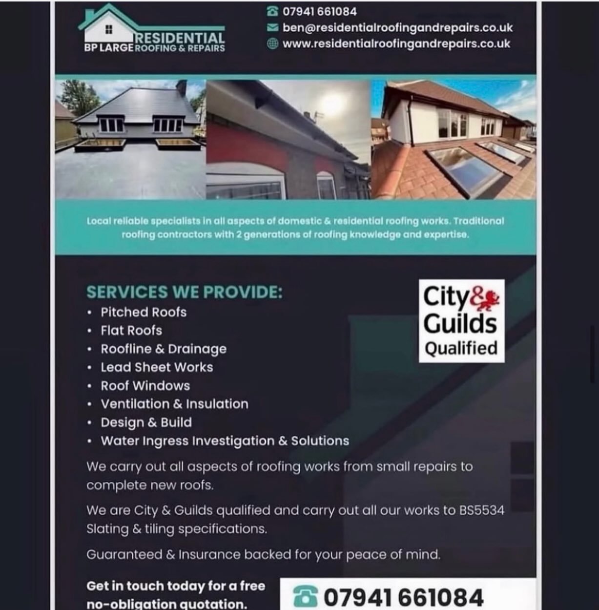 🏠 Local, Reliable Roofing Experts 🛠️
 Our member Residential Roofing &amp; Repairs are specialists in all aspects of domestic &amp; residential roofing&mdash;from small repairs to full roof replacements.
🧰
 Their Services Include: &bull; Pitched &
