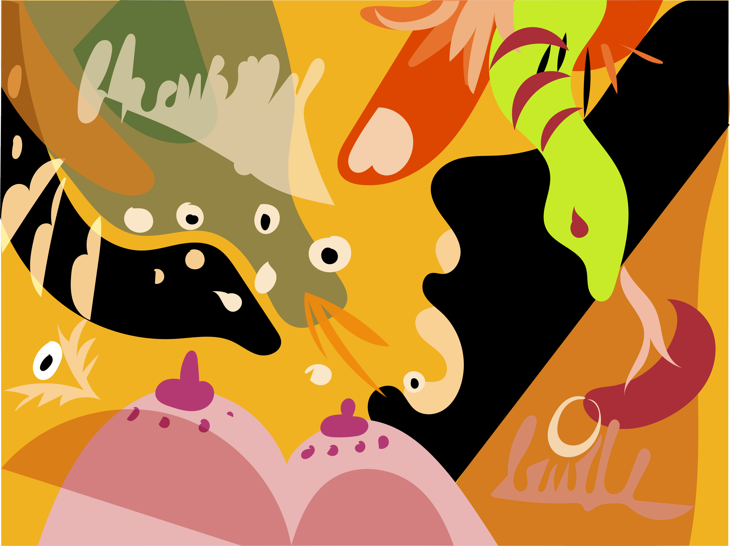 Le cœur doré - 
Acrylic on canvas - 
160 x 120 cm - In progress