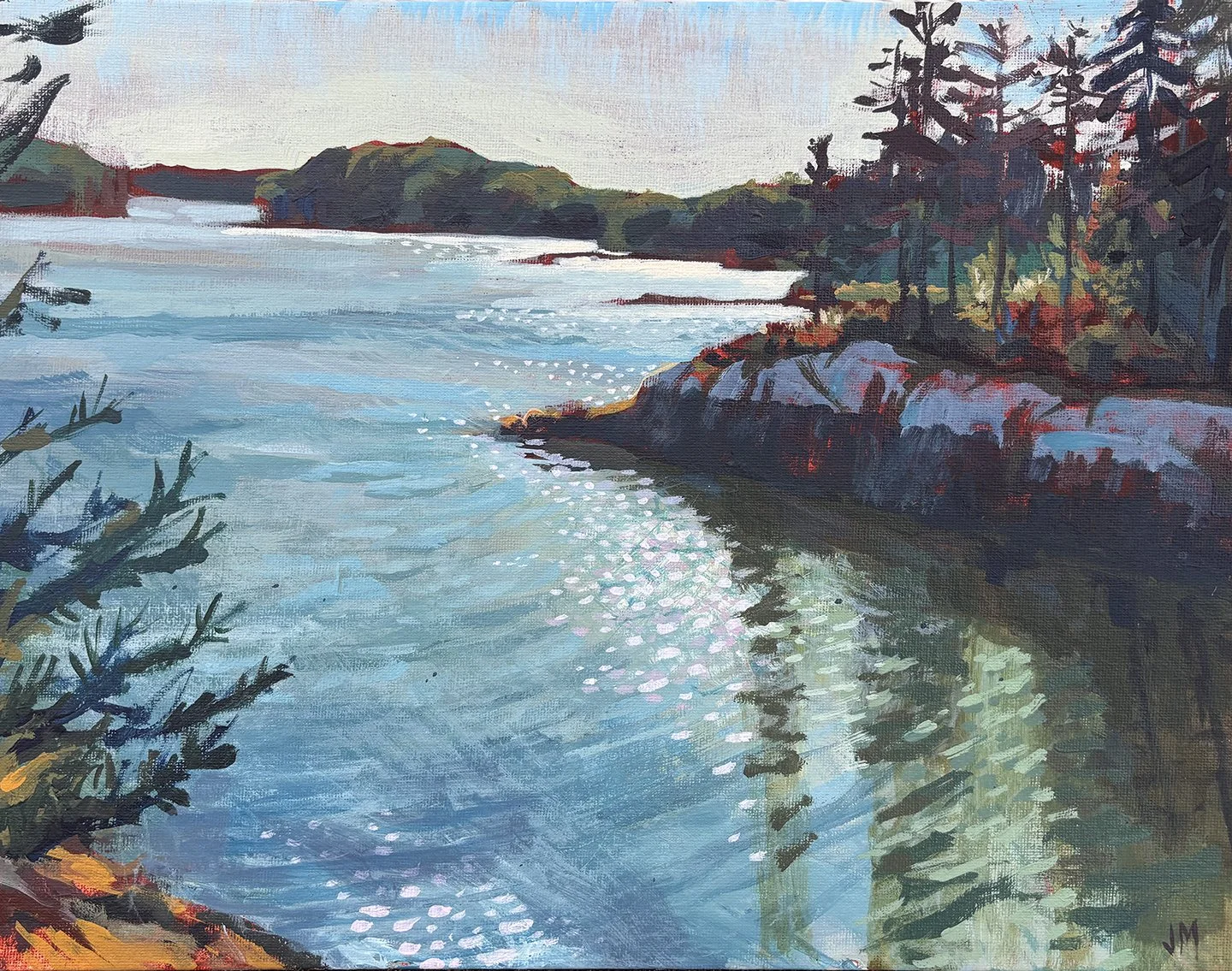 View Toward Back River Cove, Medomak River, 11x14 inches, acrylic on panel