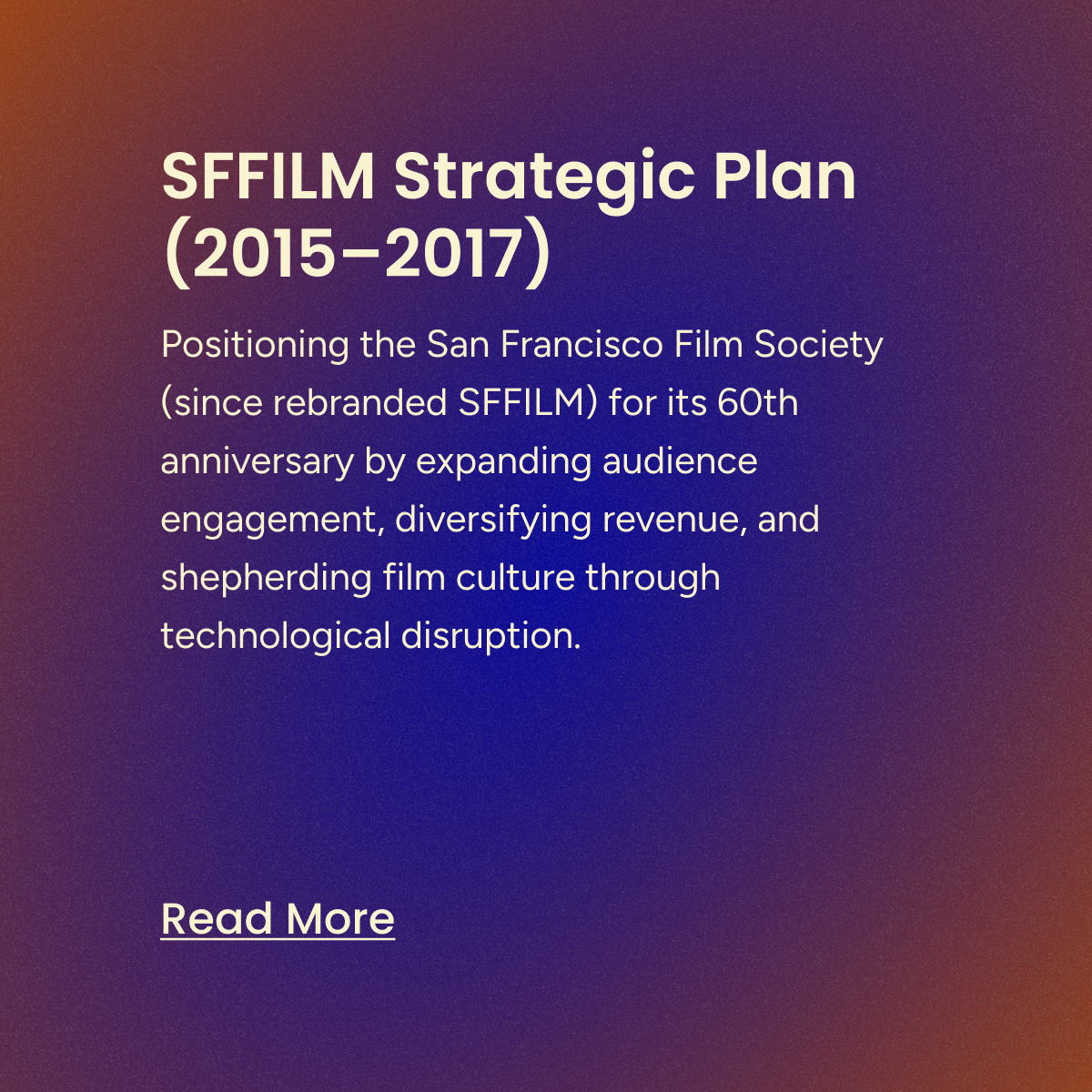 SFFILM Strategic Plan (2015–2017)