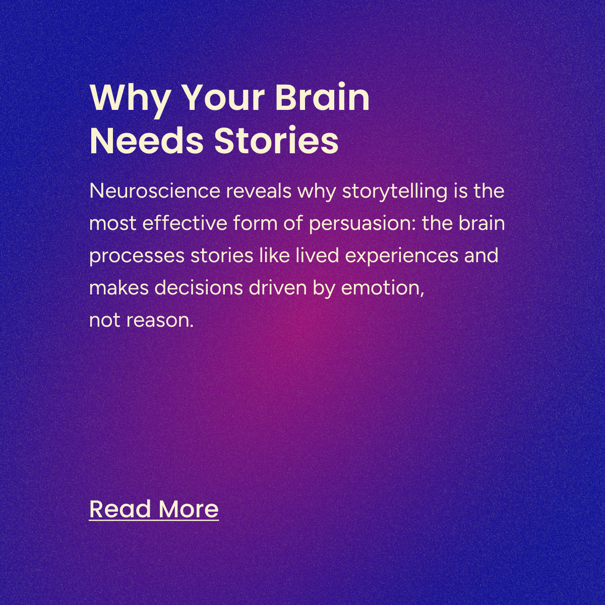 Why Your Brain Needs Stories