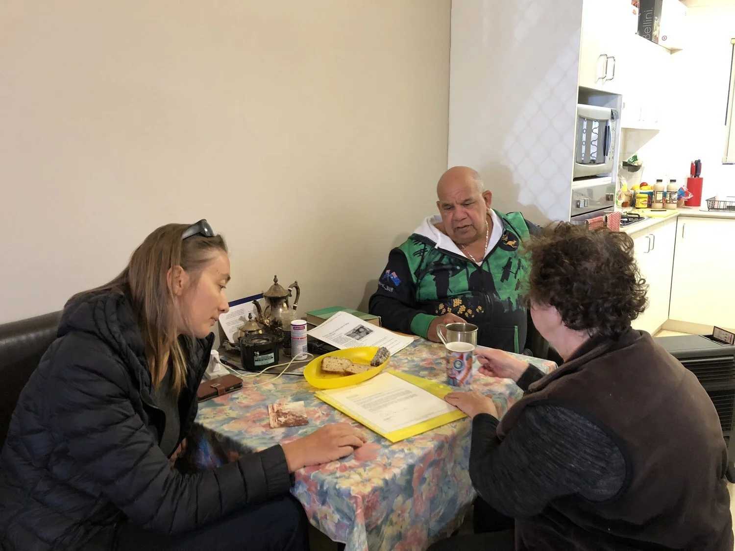 Magali McDuffie with Suzanne Sinclair and Eugene Hunter in Subiaco, Perth, Western Australia.