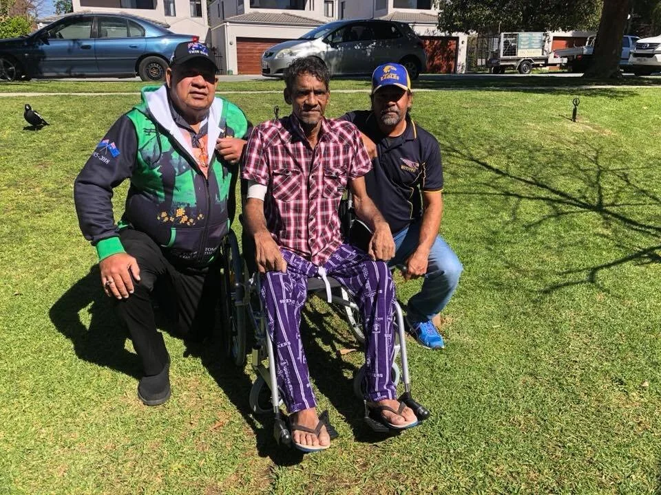 Photo: Alexander Hayes - Eugene G McMahon, Trevor Lockyer and Peter Brooking here in Como, Perth Western Australia, listening to Trevor’s account of the use of herbicides 2,4D and 2,4,5T in Derby, Western Australia in the early 1980’s - Peter’s stor…