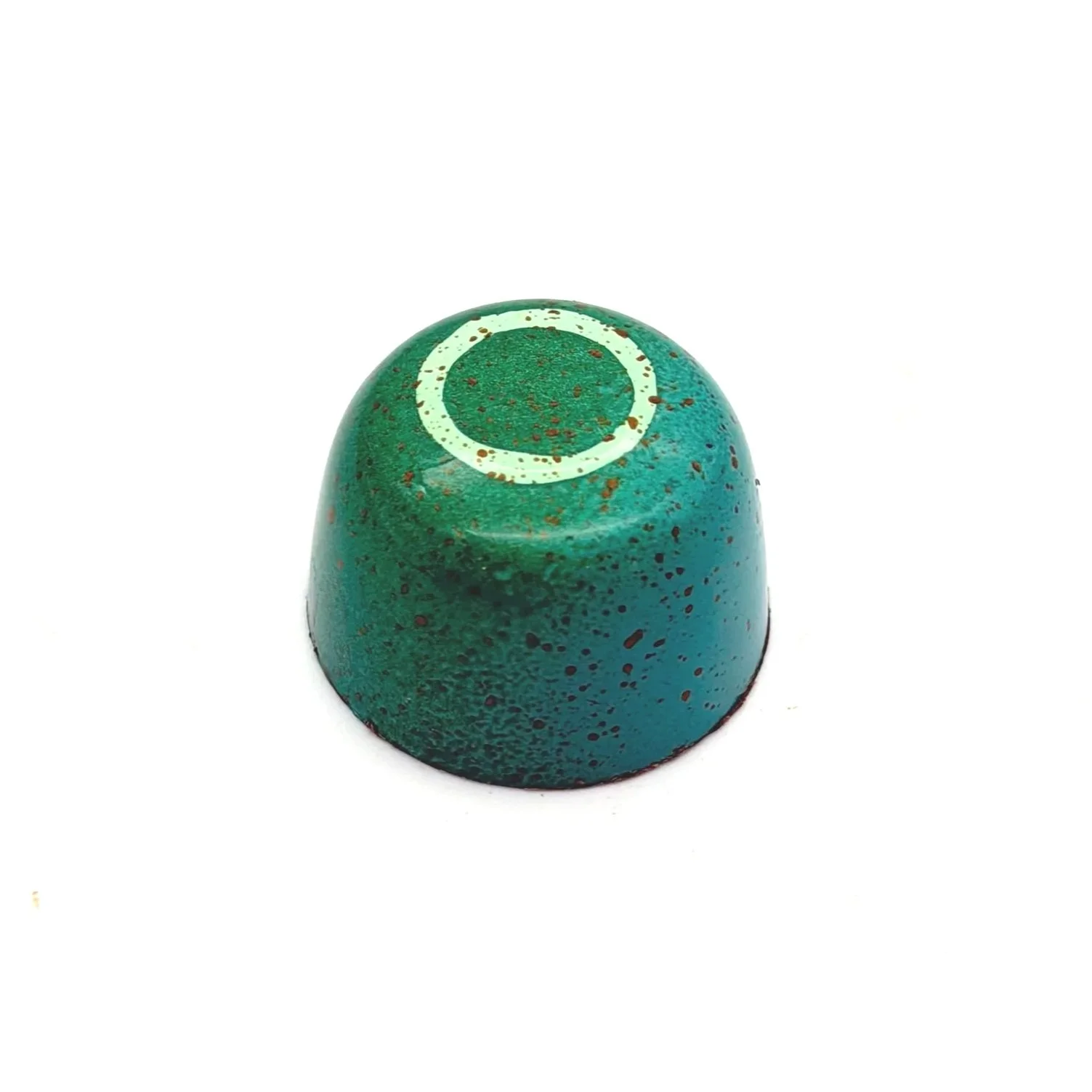 Green and teal with light green circle and bronze speckles
