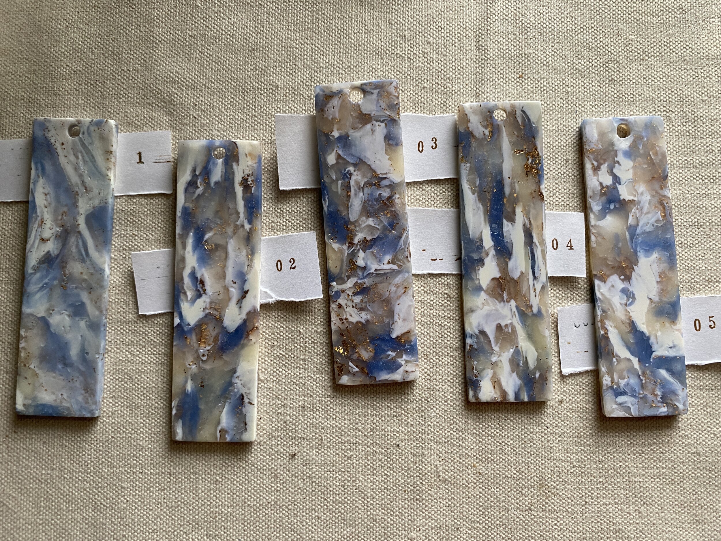Bookmark - Polymer Clay - Ethereal Sky - Lt Blue and Gold Leaf Marbling