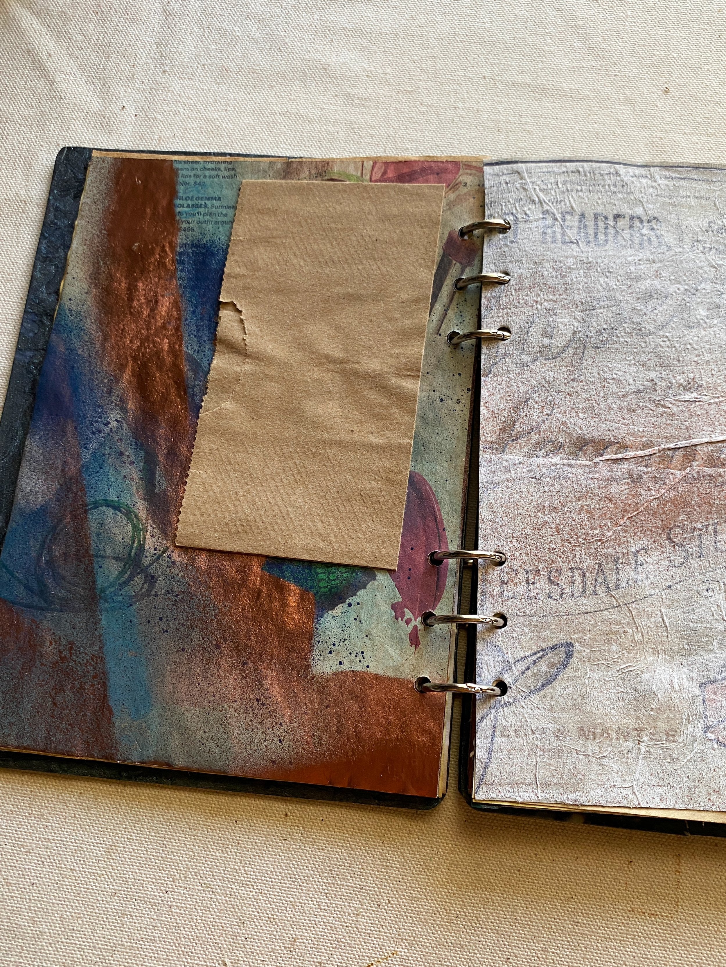 A5 - Refillable Large Mixed Media Journal - Dyed, Kraft Paper, and Painted Pages