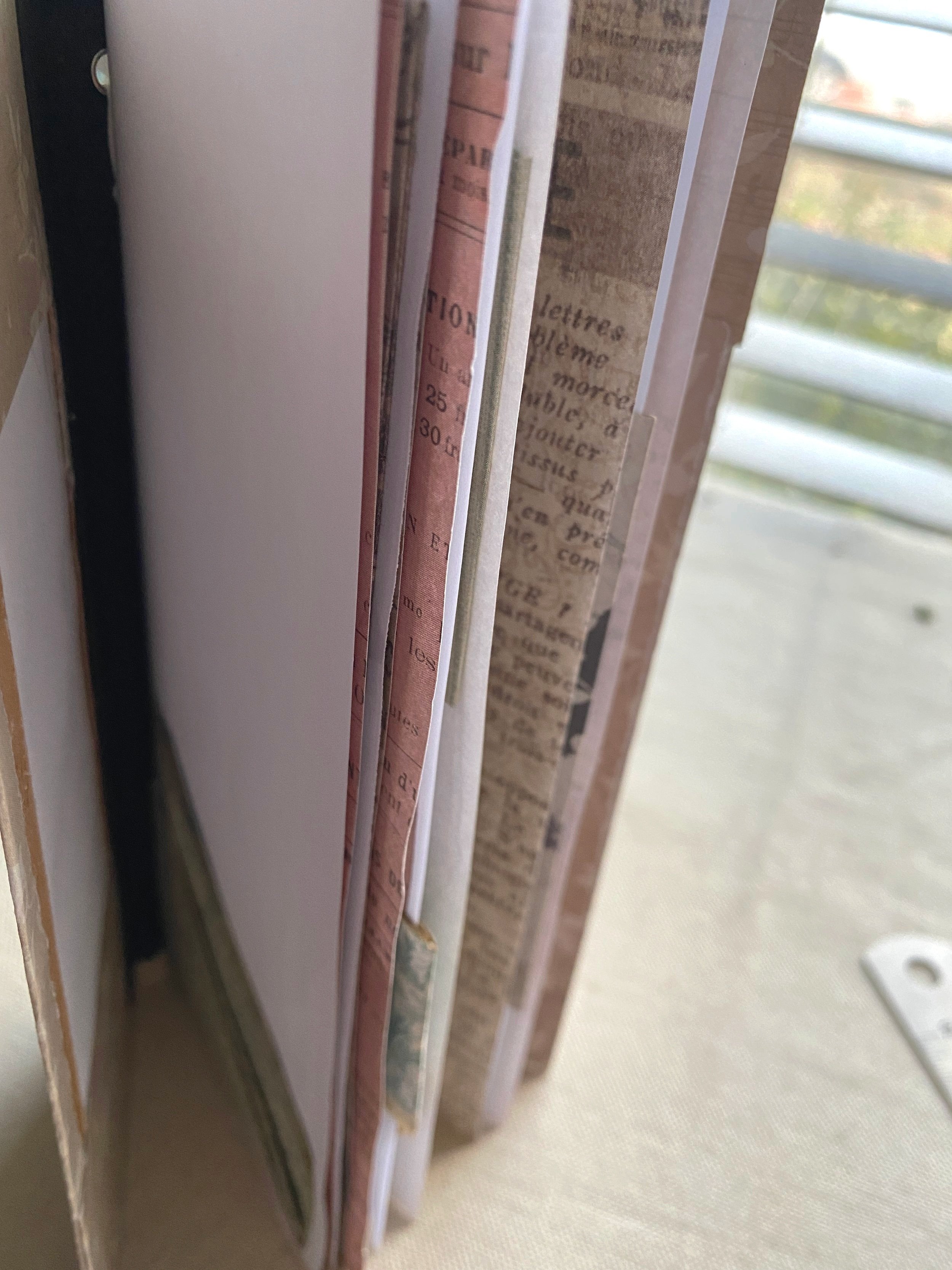 Glimmer Book - Med - Junk Journal - Tall Handmade Journal w Small White Flowers