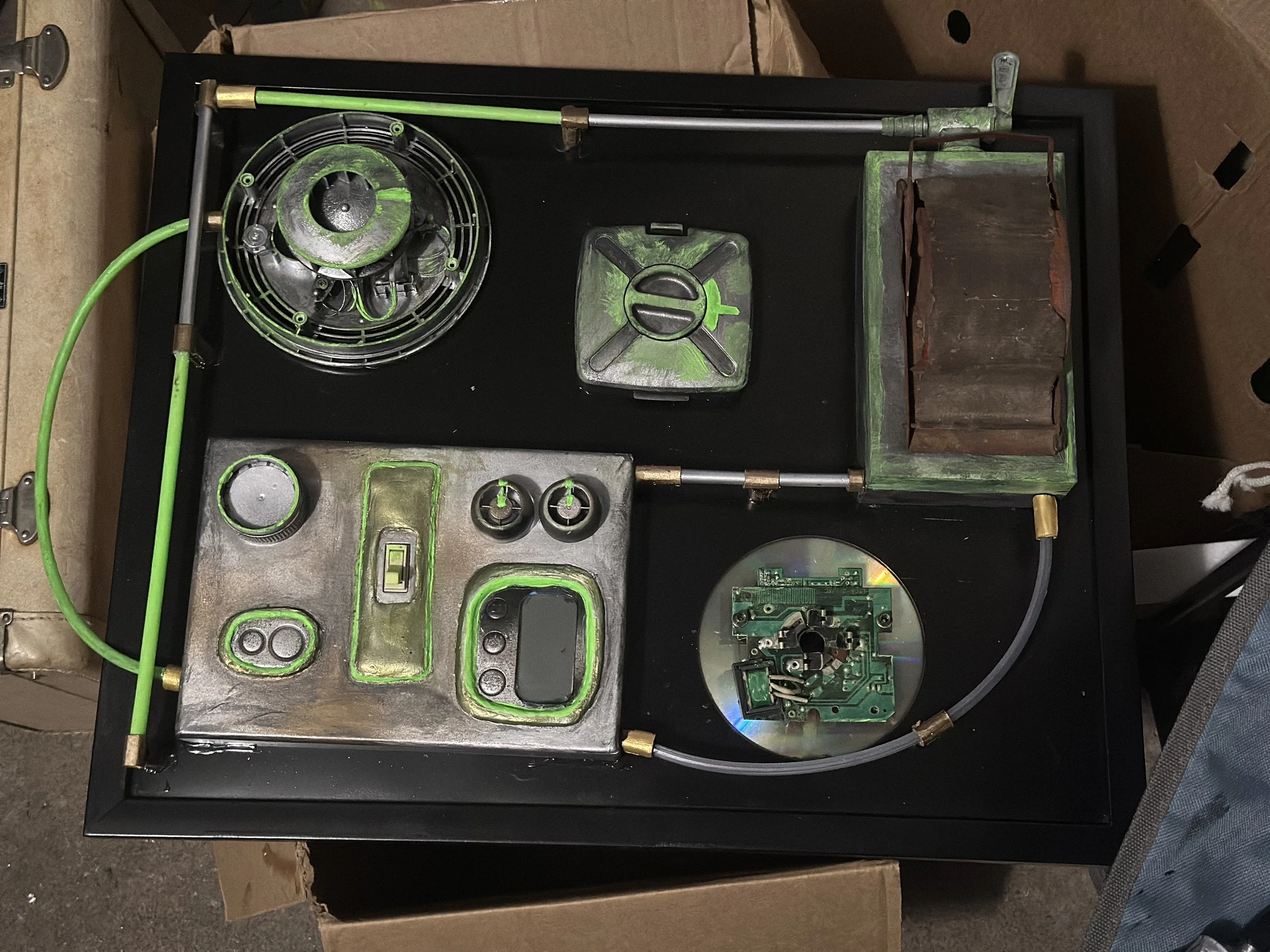 Sonic Transducer made of repurposed materials and trash; Rocky Horror, 2025, Actors Theatre of Little Rock 
