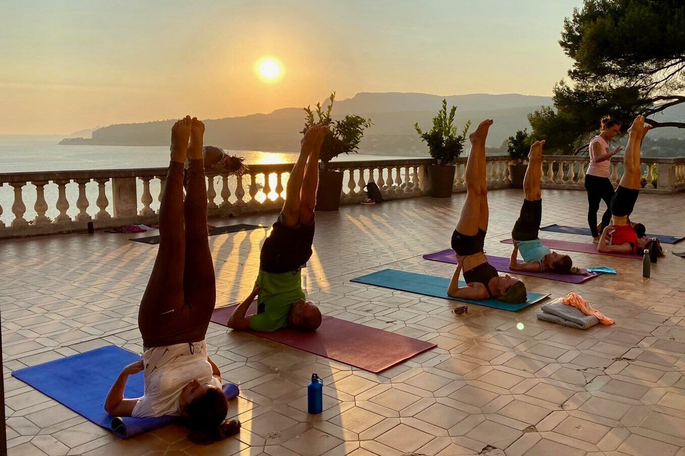 yoga session with sea view