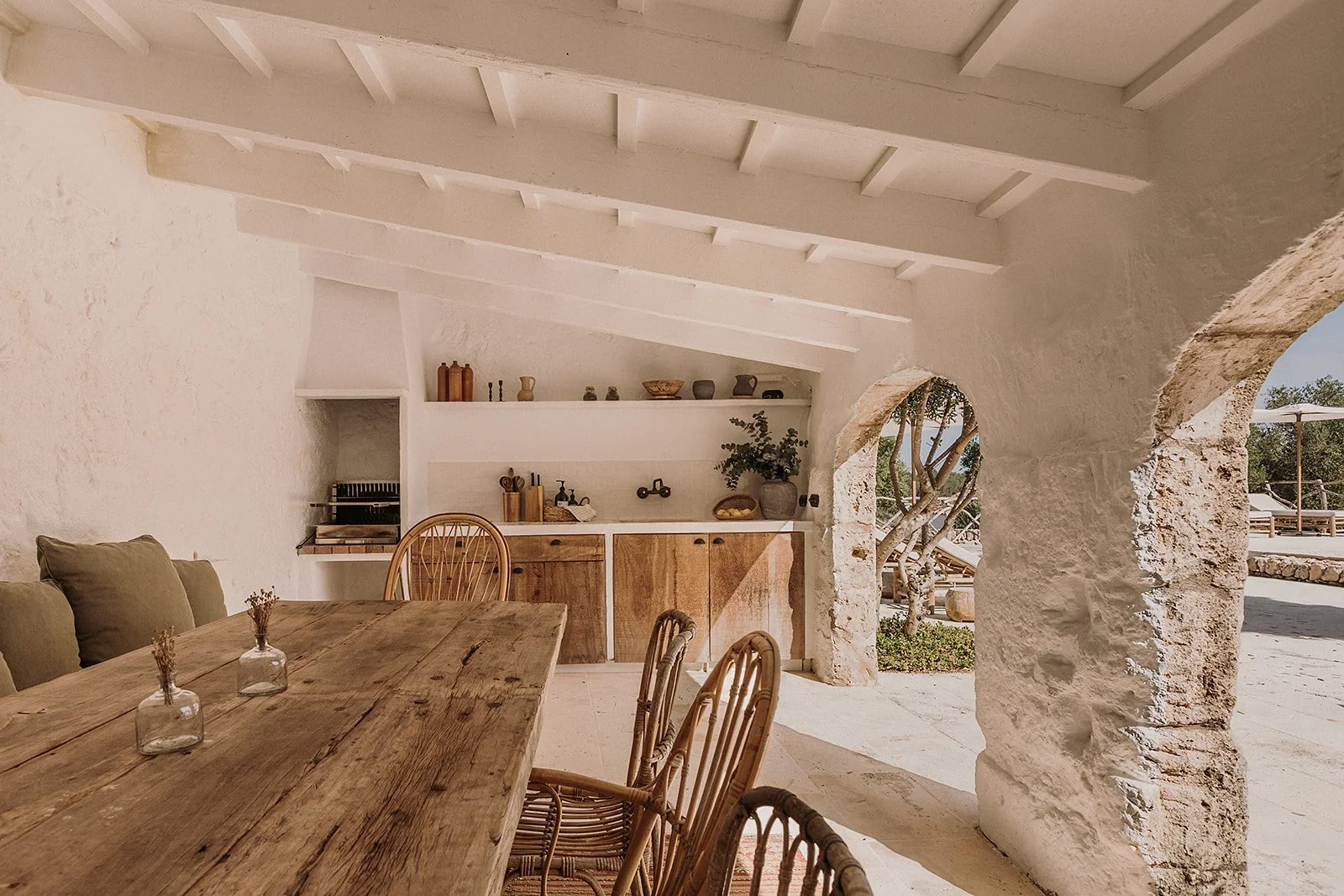 Villa de luxe en Espagne à Minorque cuisine ouverte