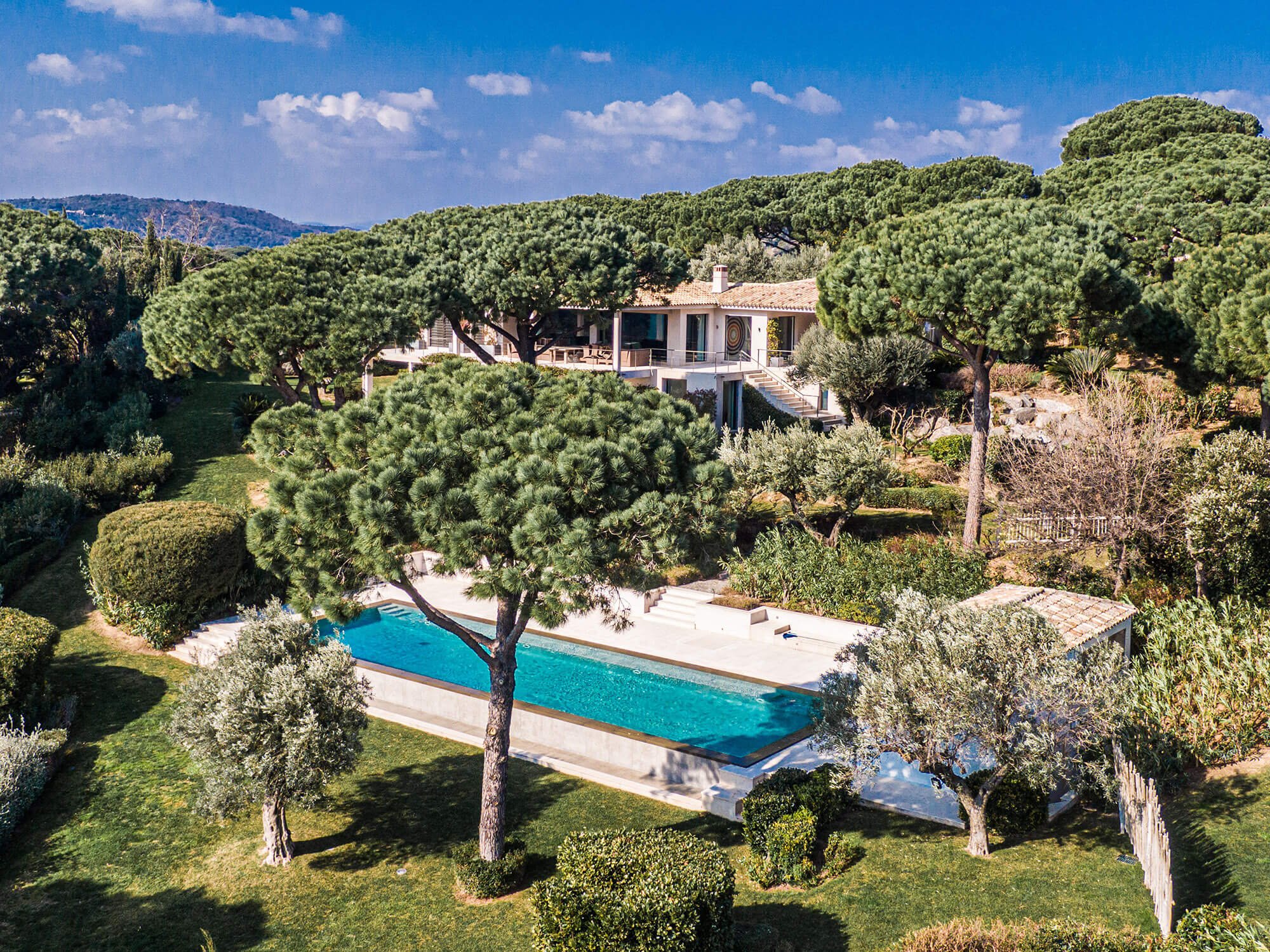 Luxury villa among the pines in Saint-Tropez on the Mediterranean coast  