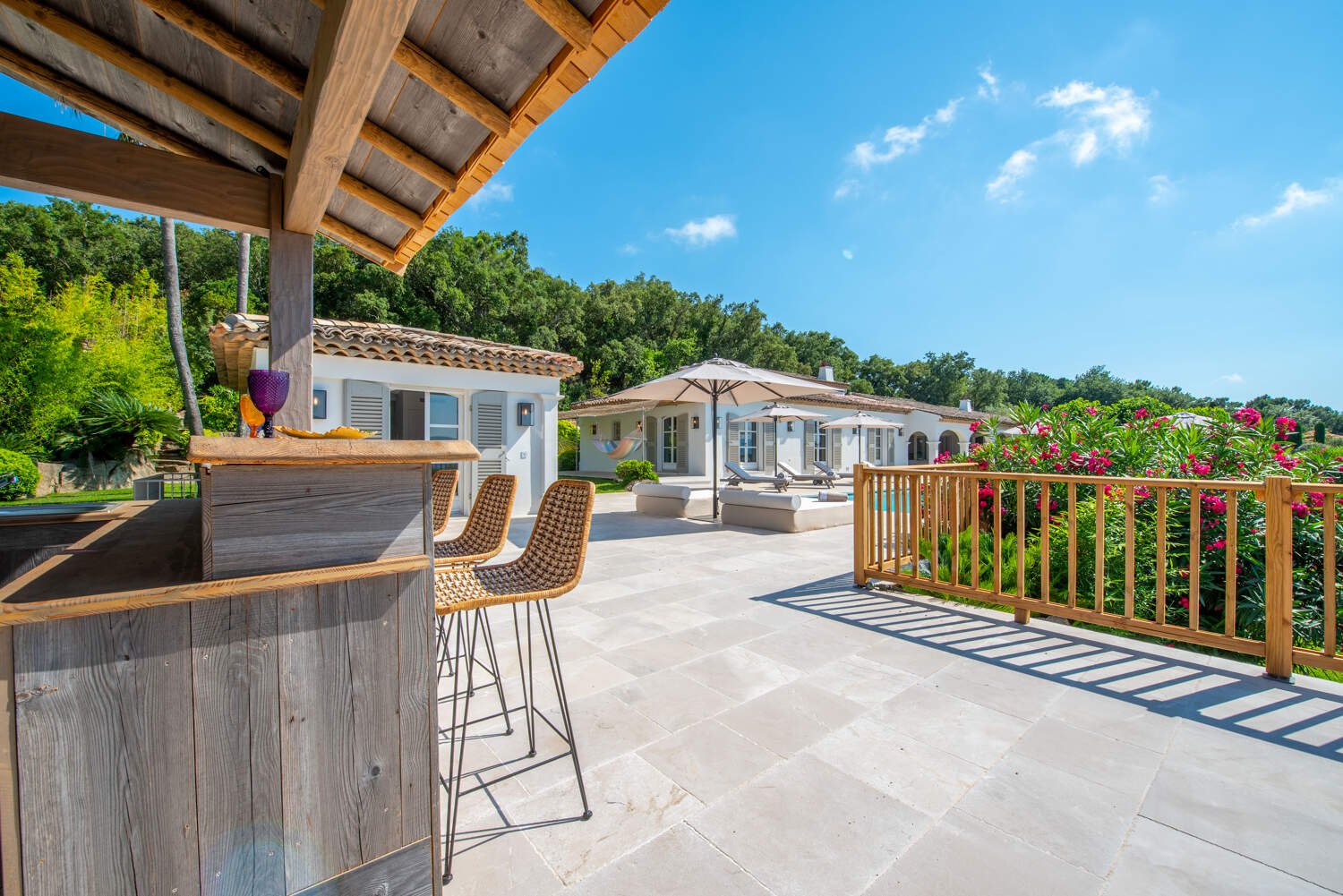 Luxury villa with sea view in Saint-Tropez on the Mediterranean coast 