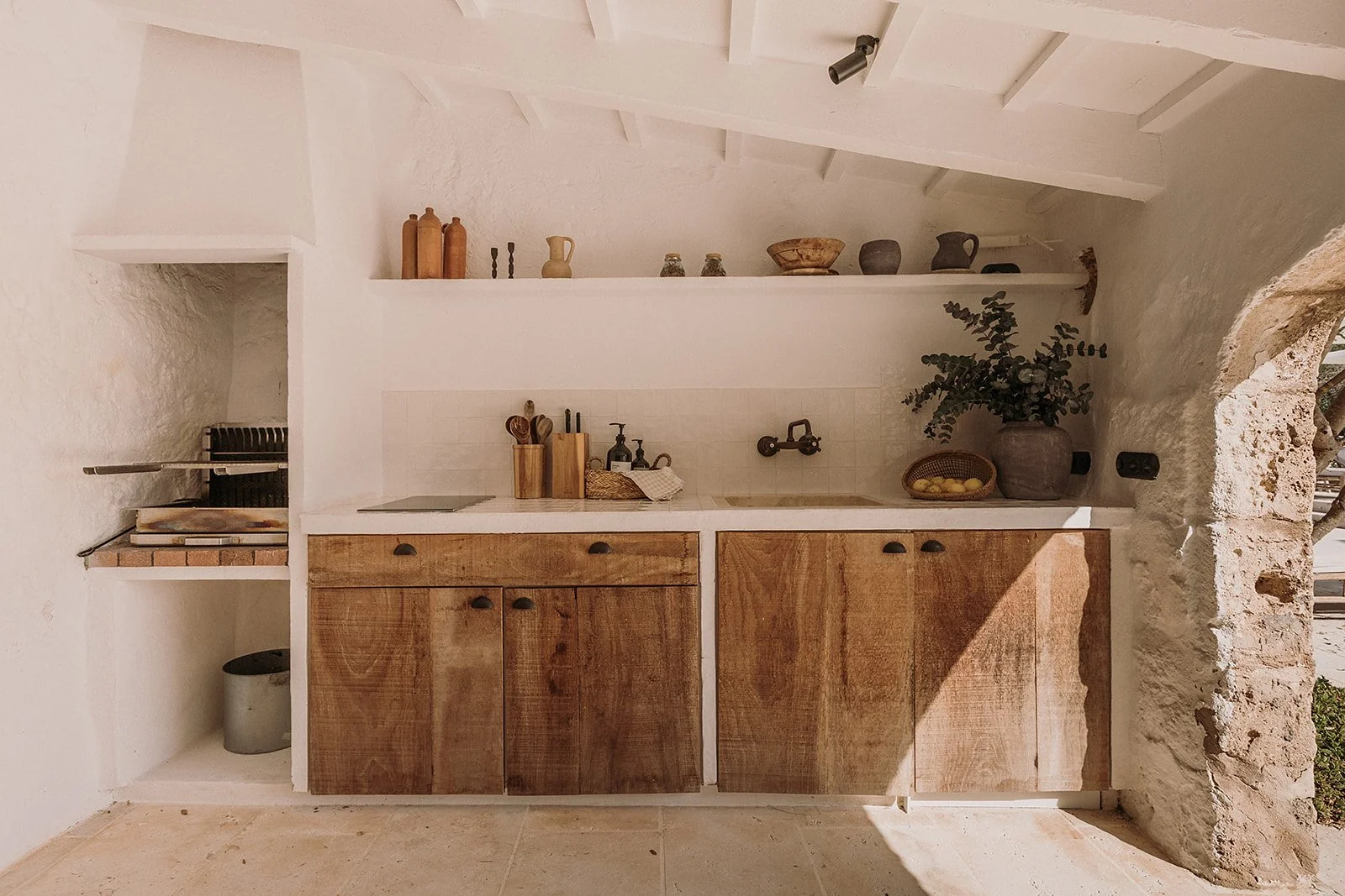 Villa de luxe en Espagne à Minorque cuisine extérieure
