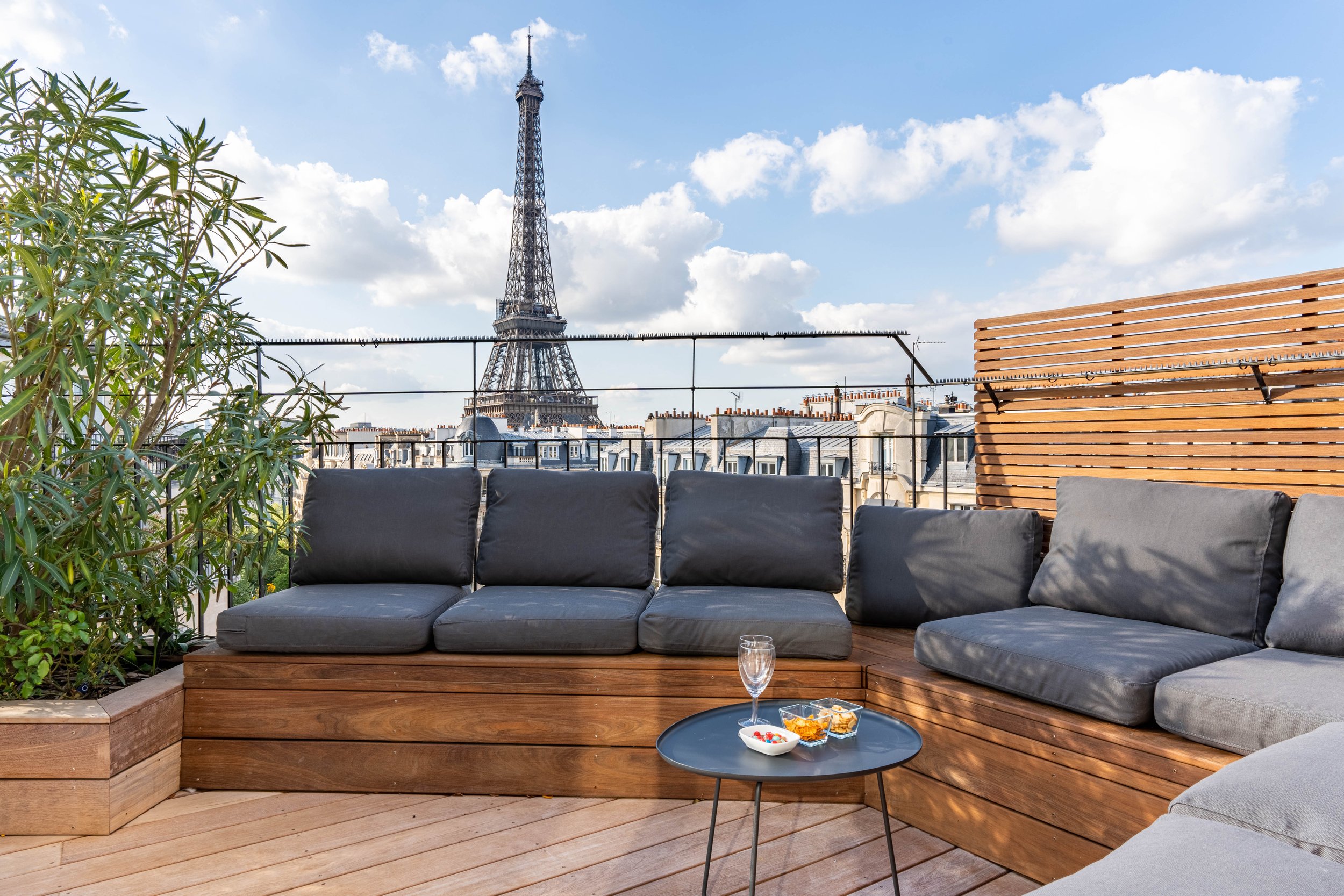 Luxury apartment and rooftop in Paris overlooking the Eiffel Tower