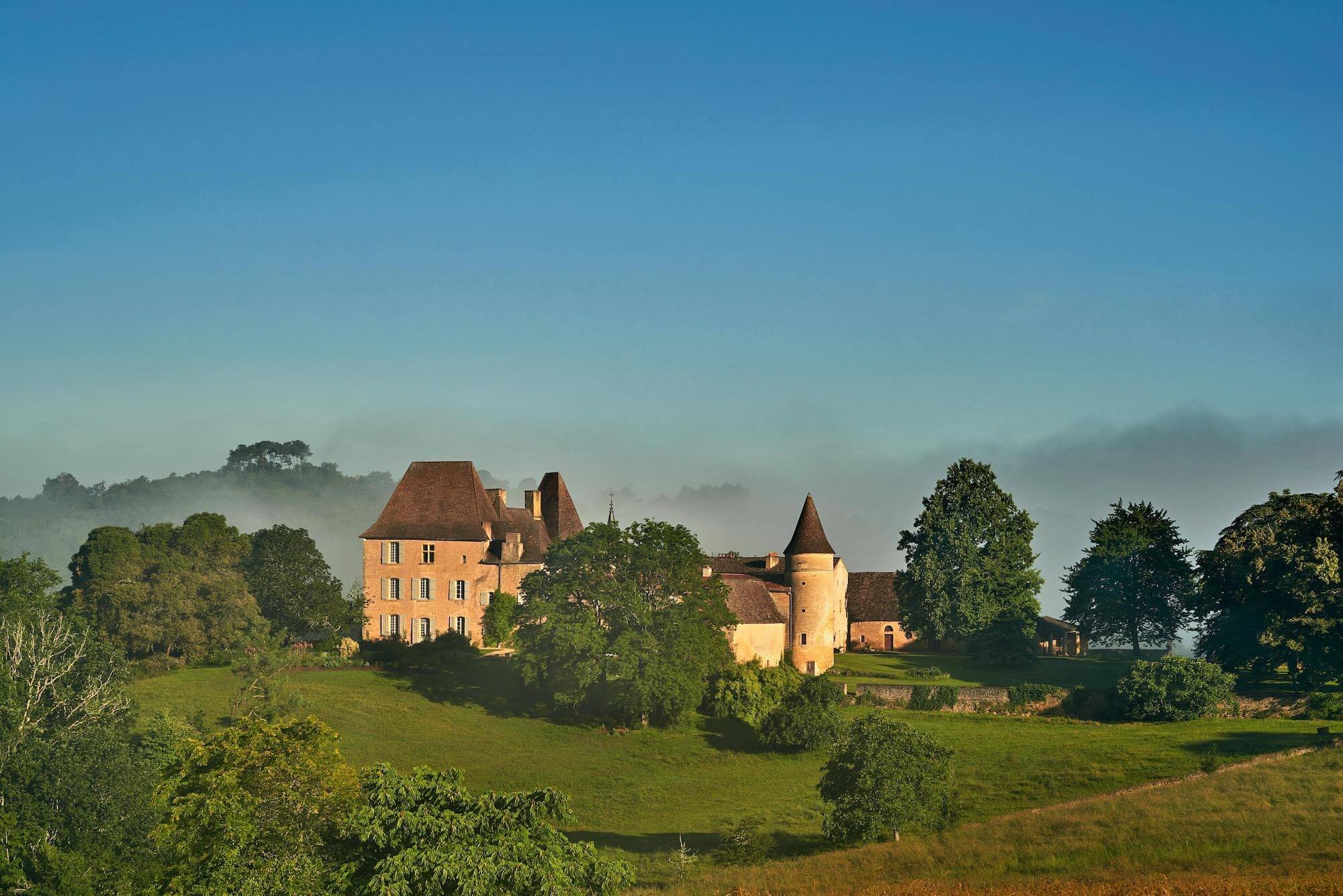 Prestigious chateau in Dordogne, South-West France, in the heart of a forest park