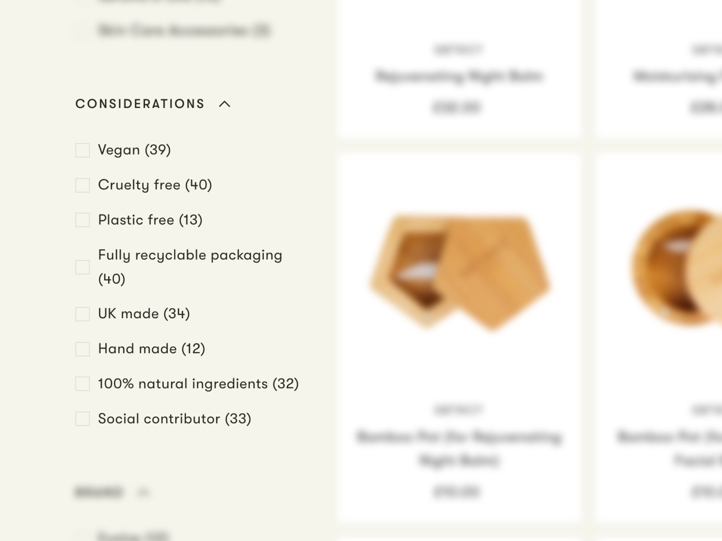 Unique consideration filter functionality so that customers can shop according to their desired criteria and lifestyle.