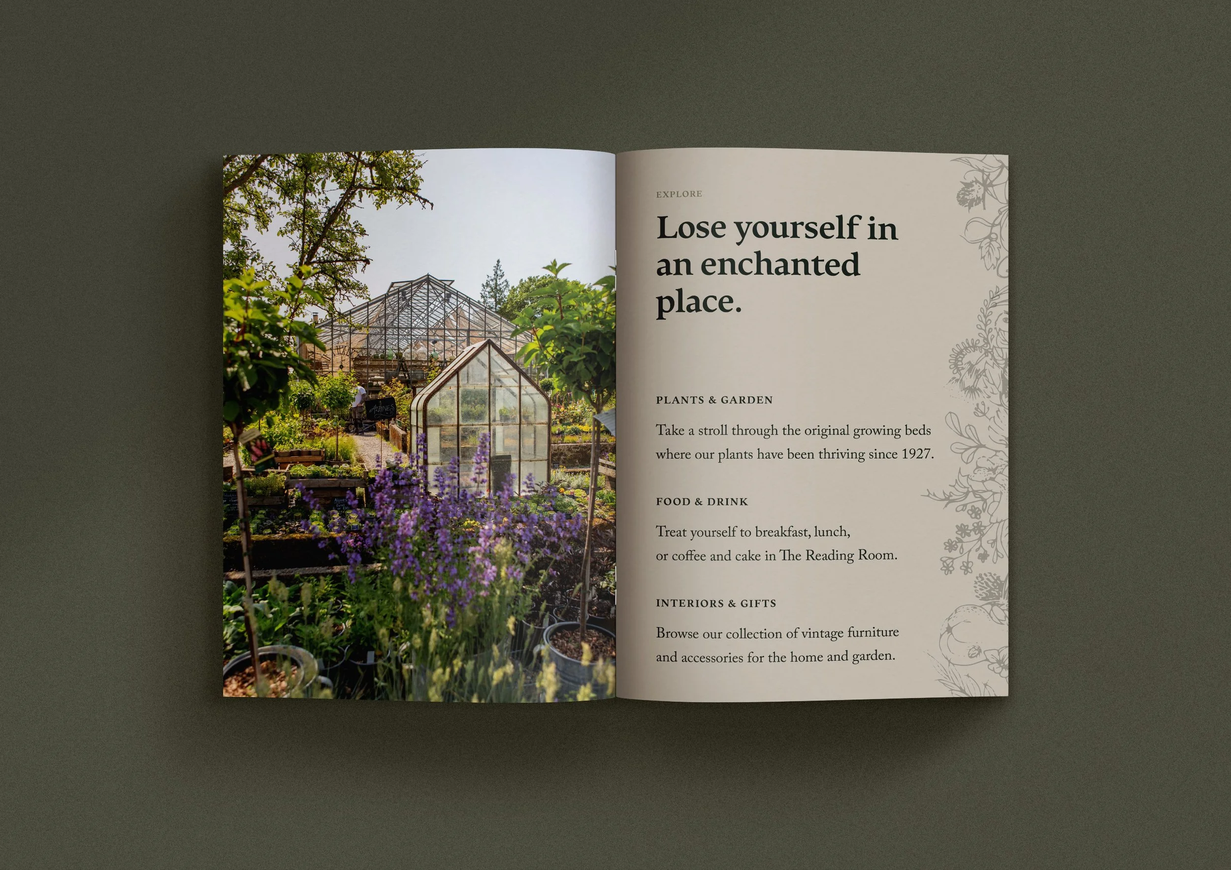 Typographic inspiration came from old botanical and gardening journals, in alignment with Holden Clough's heritage as one of the country's oldest nurseries.