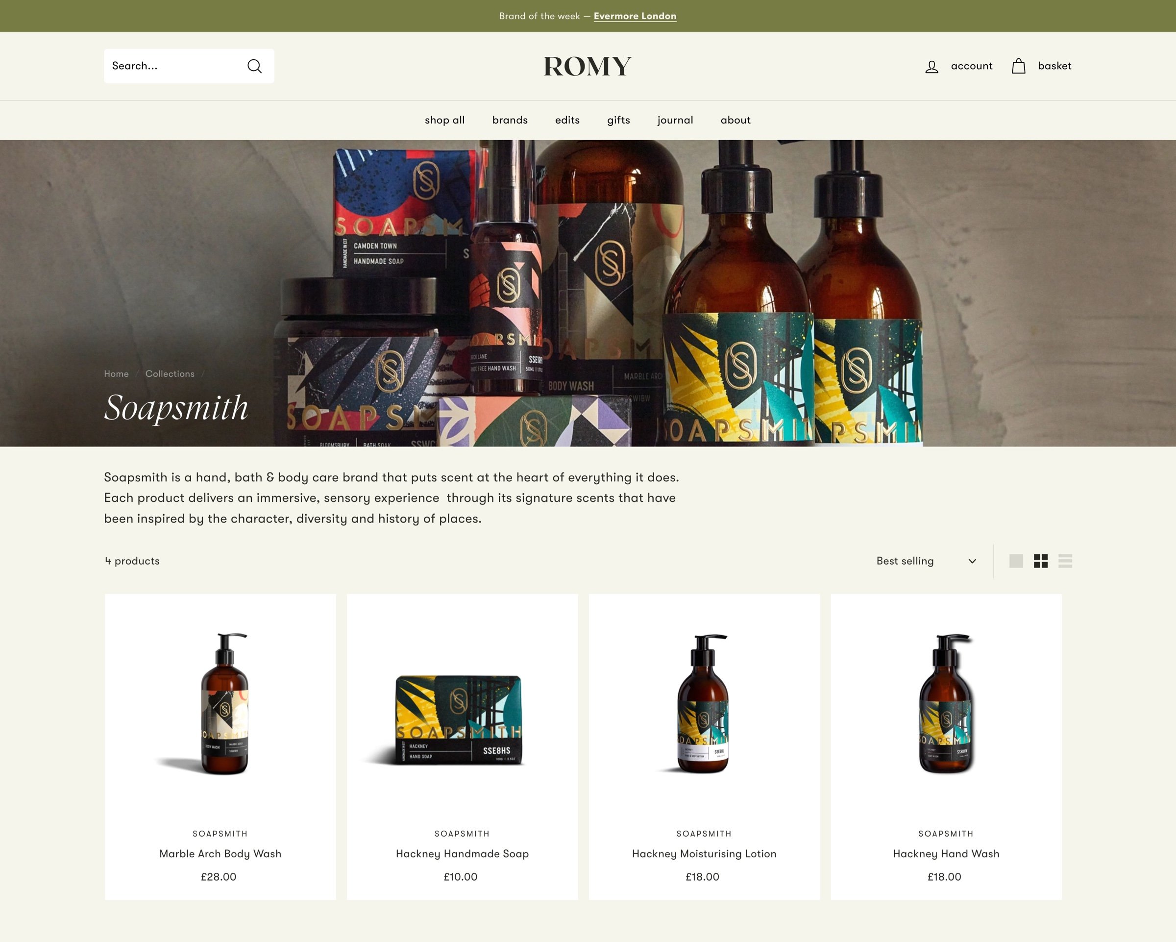 Brand-specific landing pages that showcase their unique story and imagery.