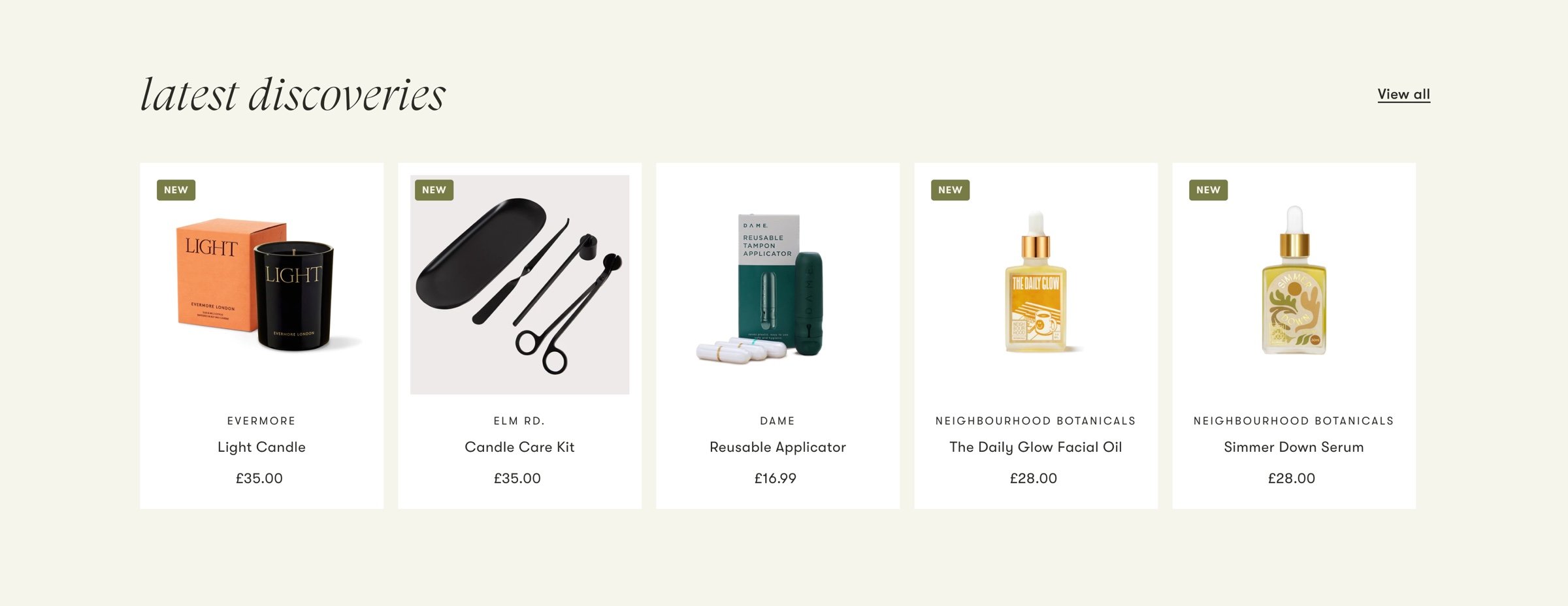 Dynamic blocks pull through products based on most popular products, newest items, sale items, and more.