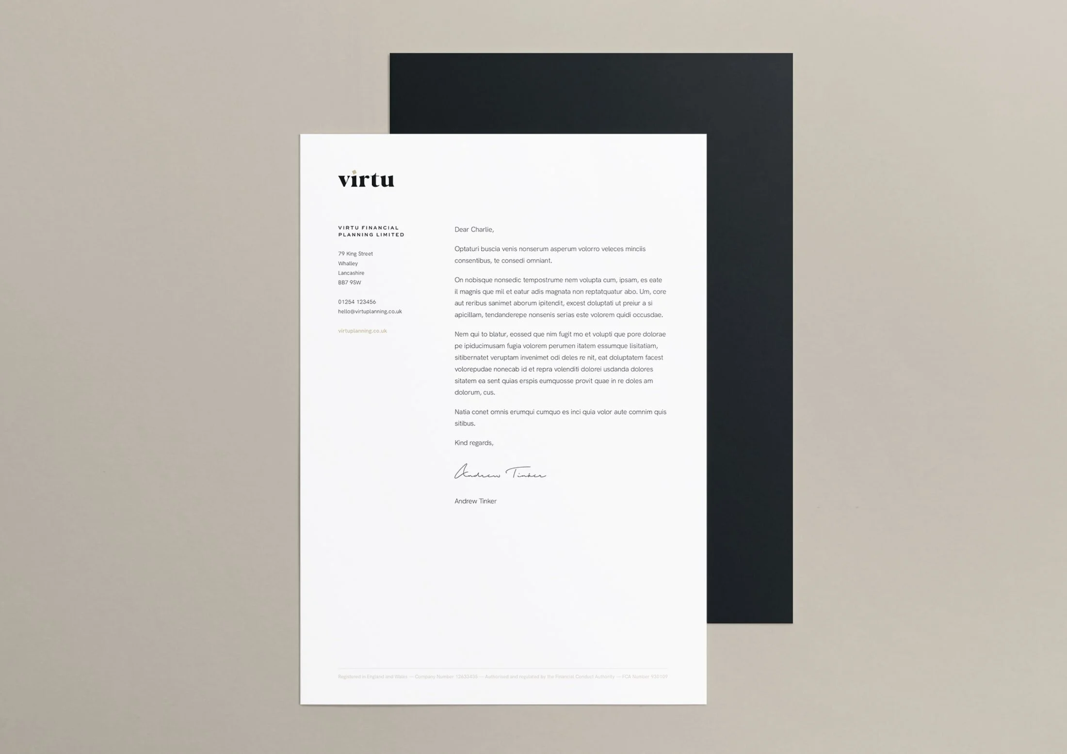 Letterheads are printed on uncoated, 120gsm paper stock for an earthy, natural, and approachable look and feel.