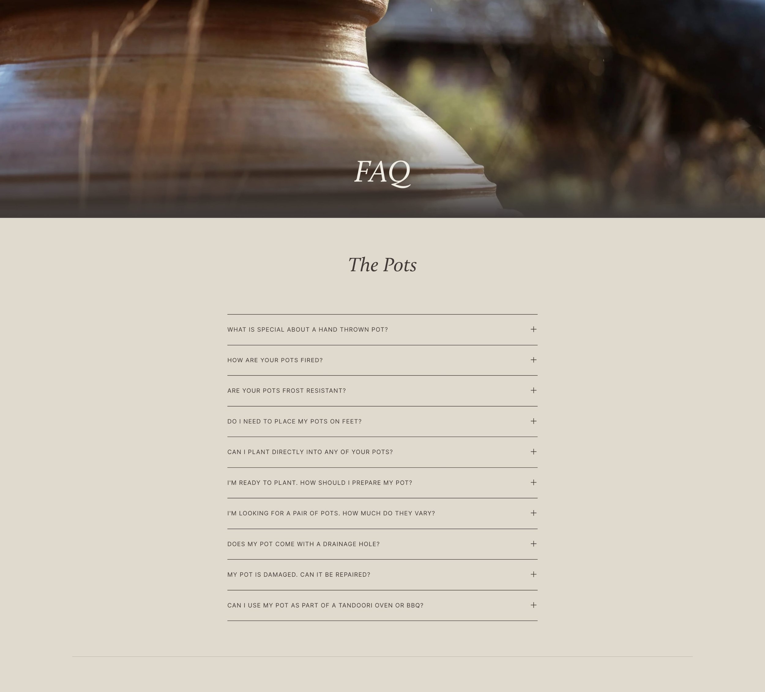 Helpful FAQs are referenced throughout the site to reduce barriers to sales.