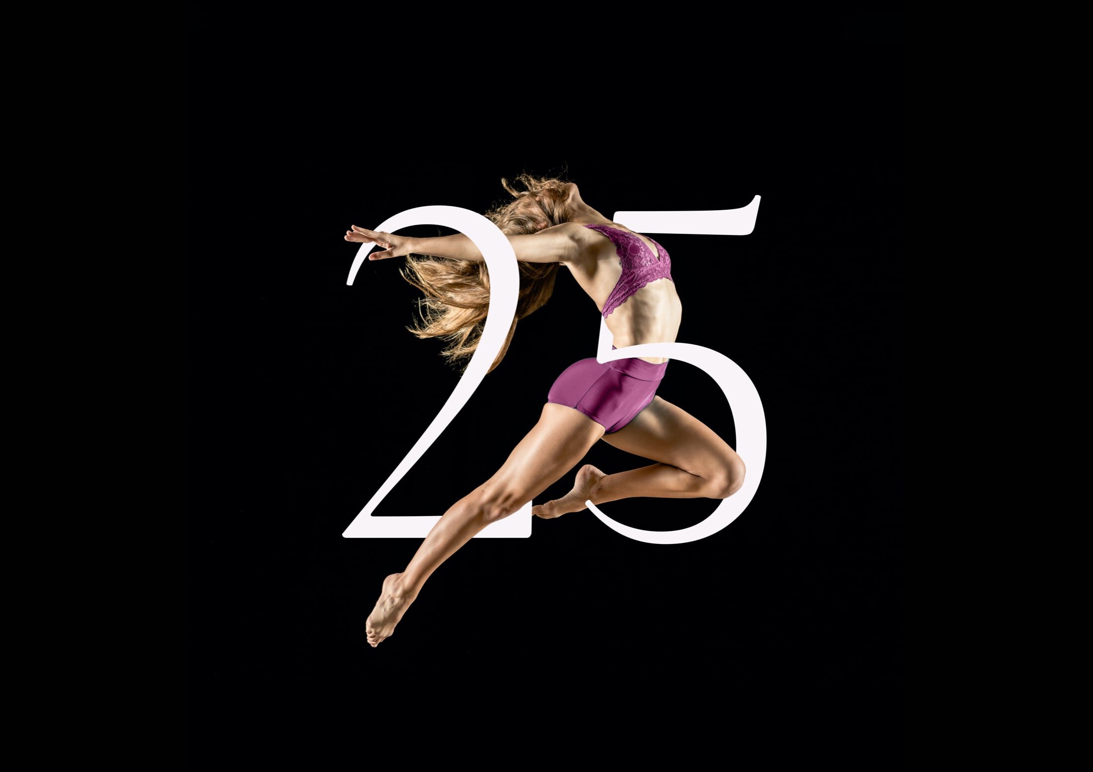 Celebrating 25 years of The Litvinjov Academy, the dancer and 25 typography combine with one another, in a dance-like fashion.