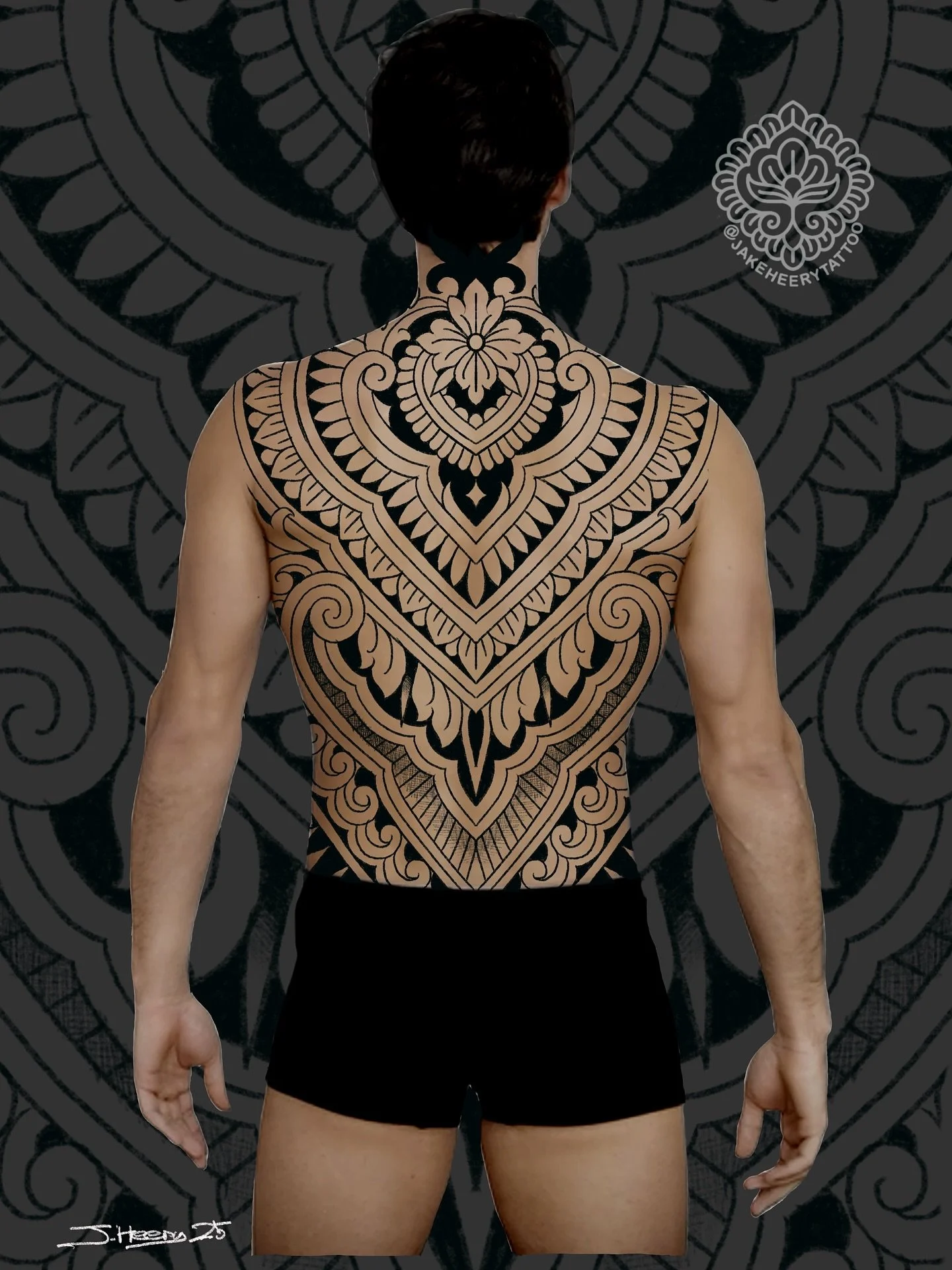 Backpiece concept 1/3 - 
Pacific tribal and eastern inspired patterns. 
Design can be altered to fit all body types.

DM or fill in a request form to enquire about this piece or similar styles.

Booking Dec/Jan start dates 📖 
&bull;
&bull;
&bull;
&b