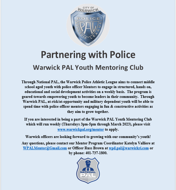 Warwick PAL | Empowering Youth Through Sports, Mentoring, and Community ...