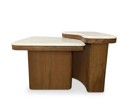 Abi Nesting Coffee Table | Beige Cosmos Marble